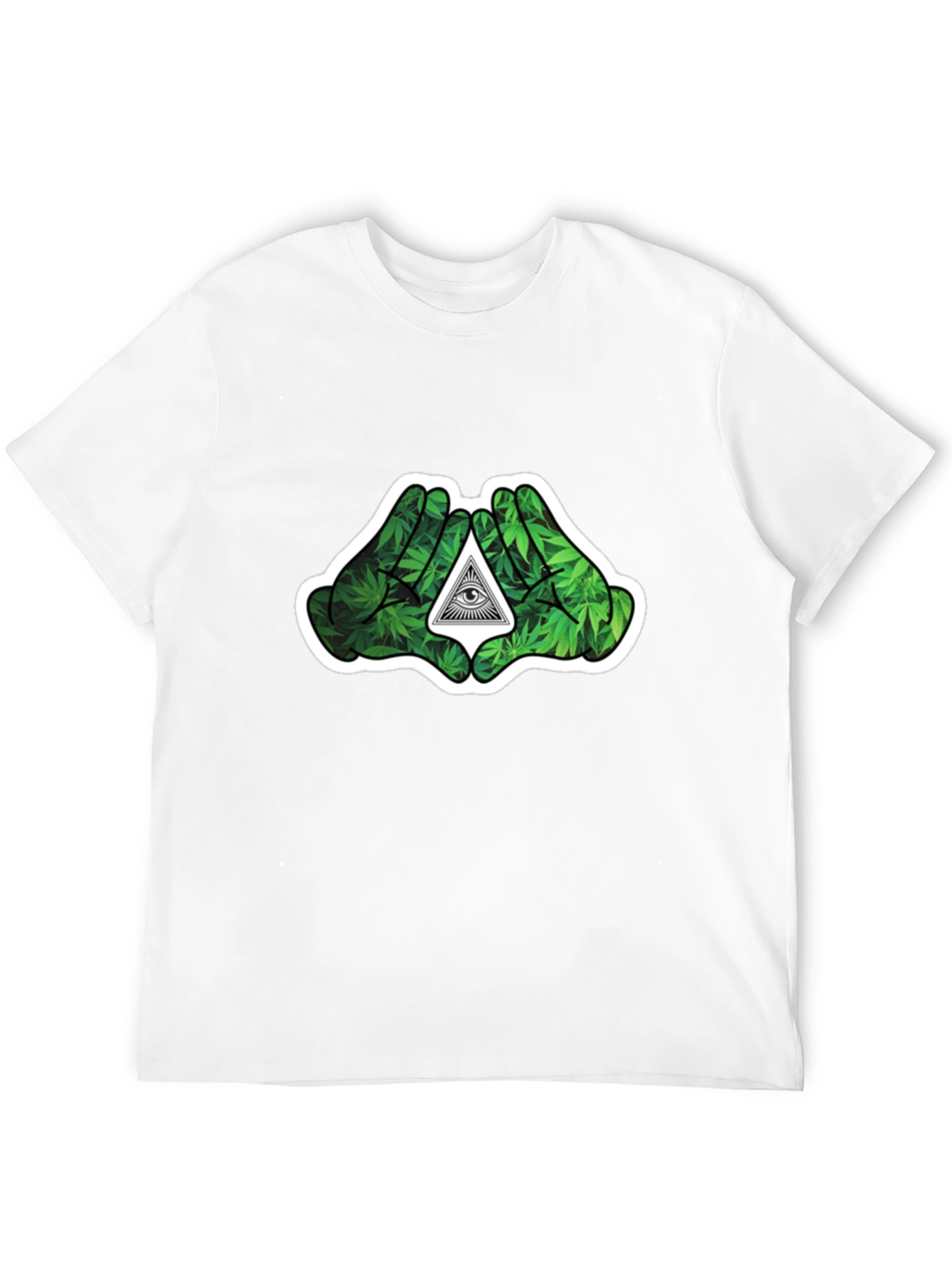 Cannabis Hands Pyramid Eye Black T-Shirt