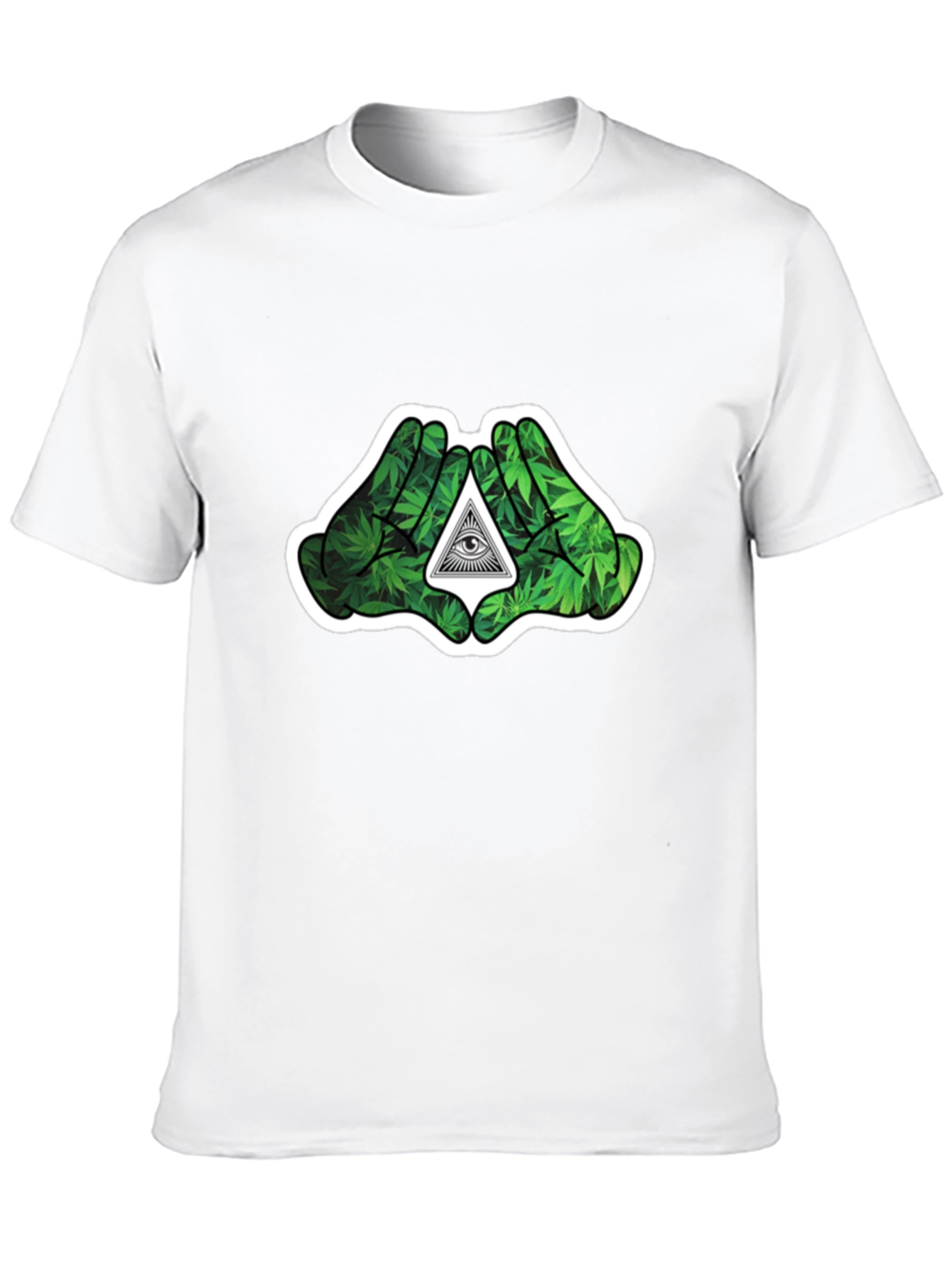Cannabis Hands Pyramid Eye Black T-Shirt