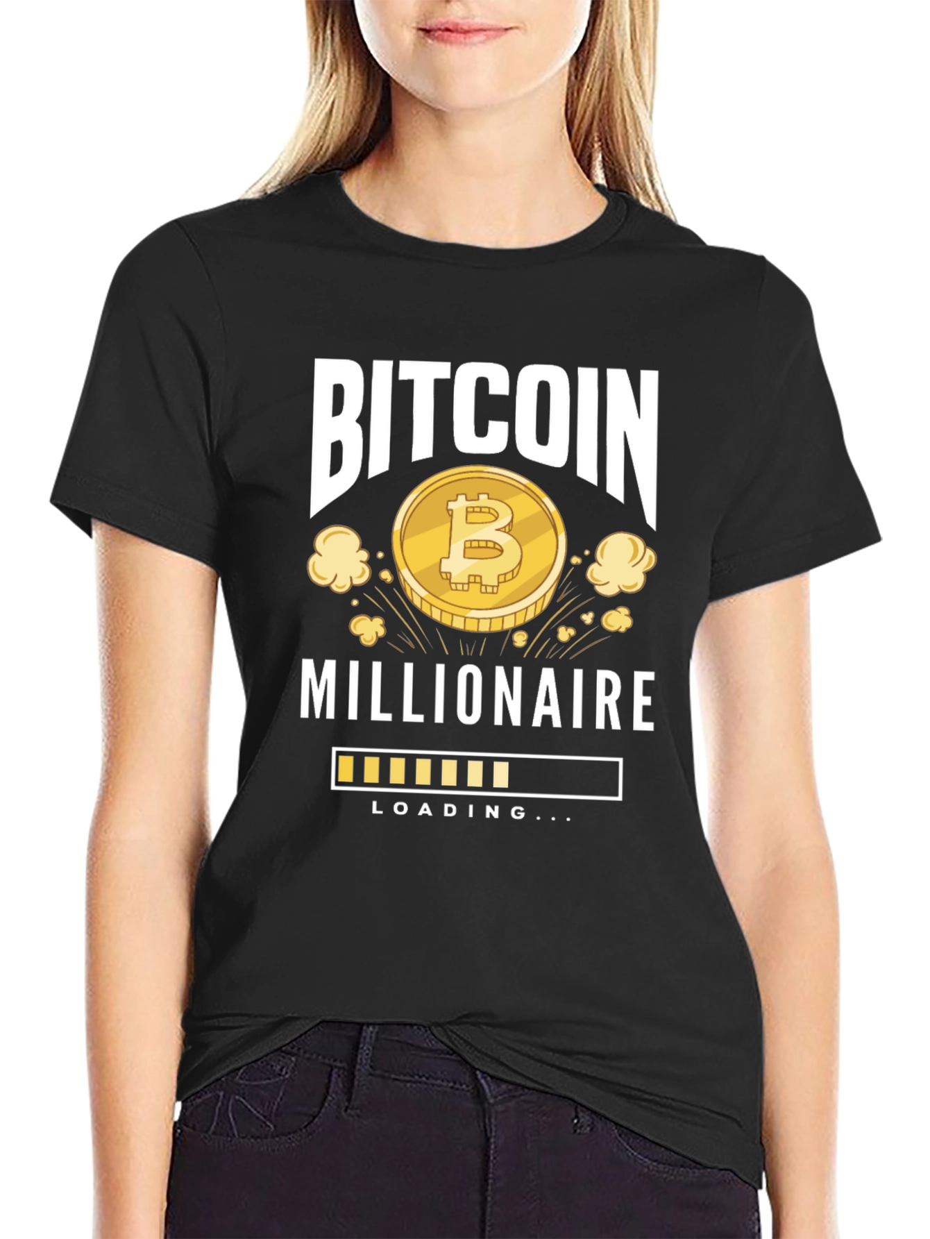 Bitcoin Millionaire Loading Black T-Shirt