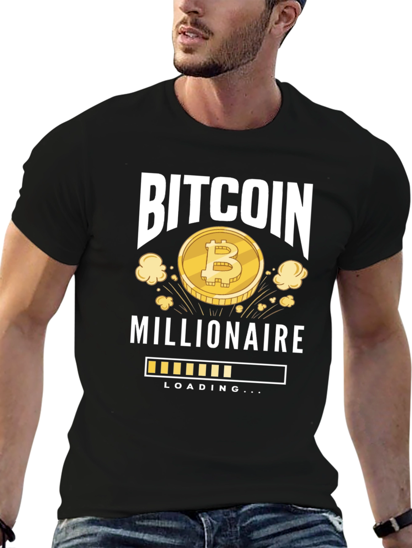 Bitcoin Millionaire Loading Black T-Shirt