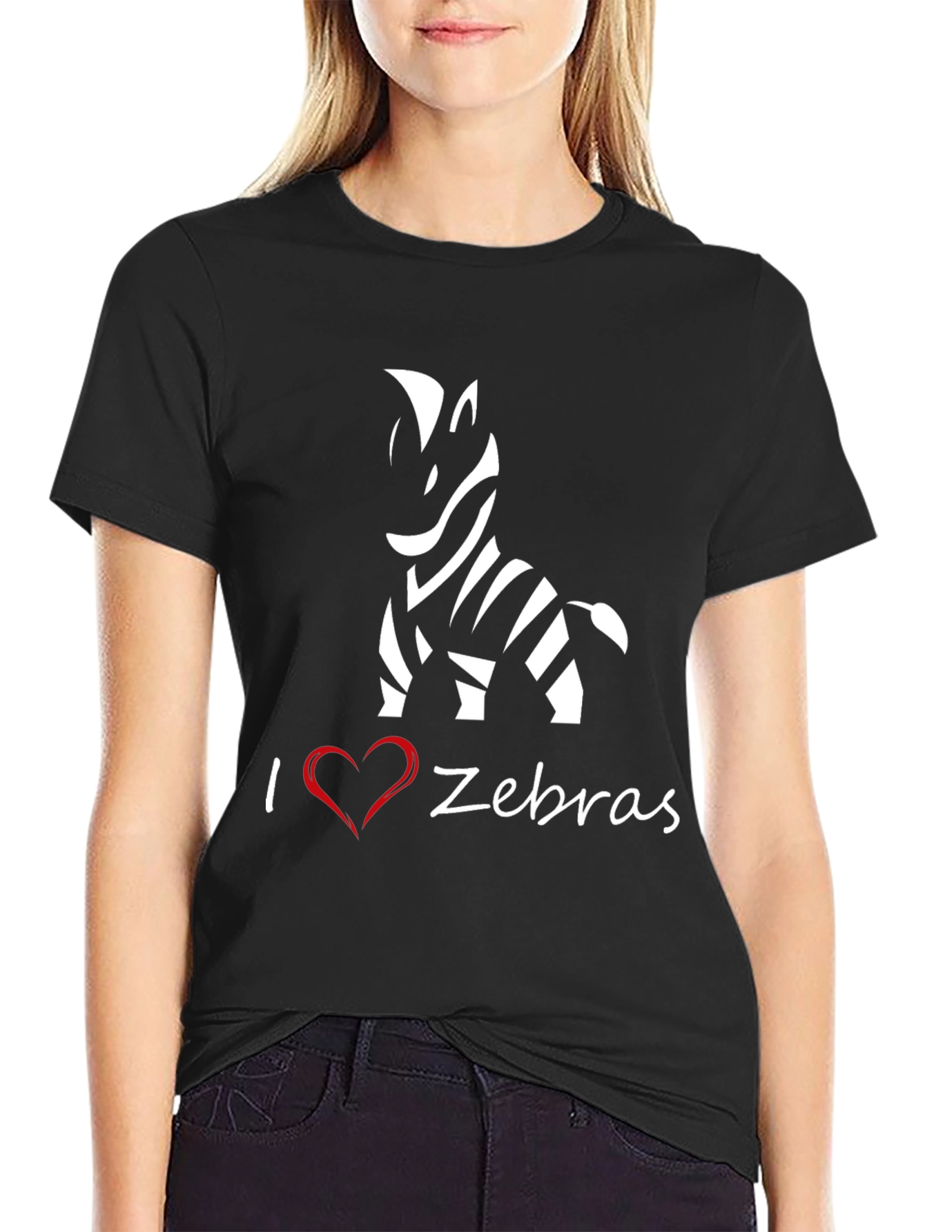 I Love Zebras Graphic T-Shirt - Stylish Black Tee
