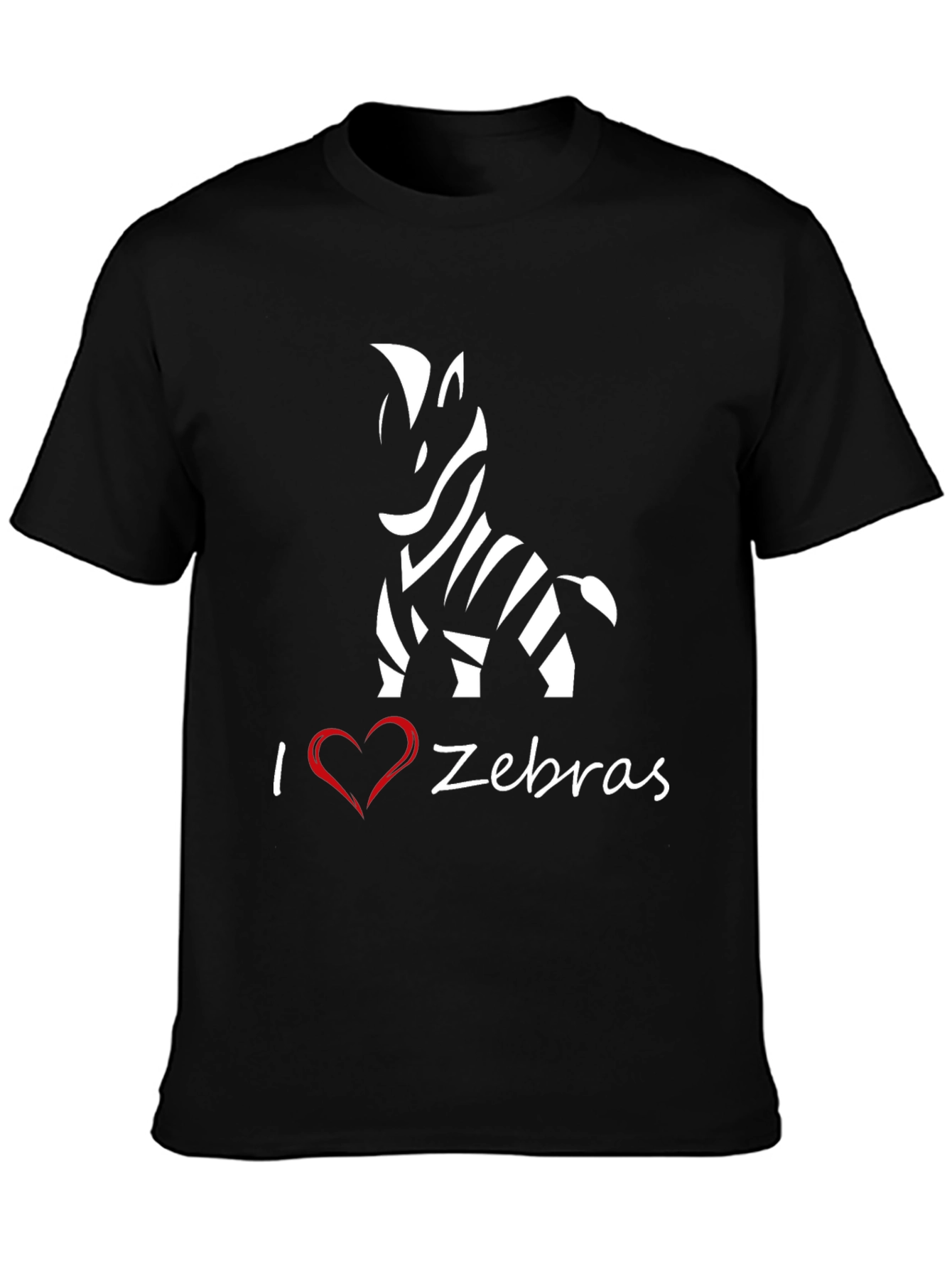 I Love Zebras Graphic T-Shirt - Stylish Black Tee