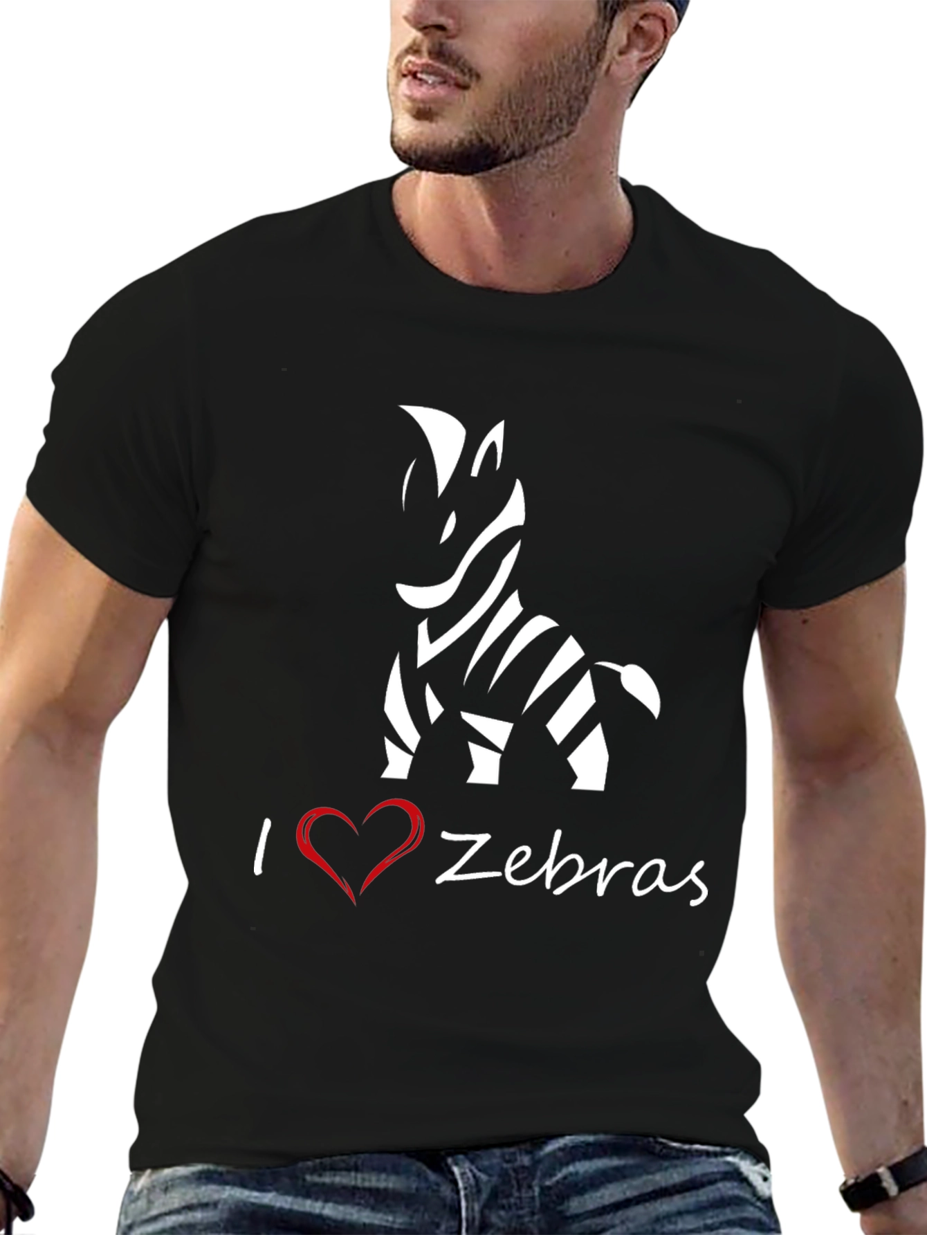 I Love Zebras Graphic T-Shirt - Stylish Black Tee
