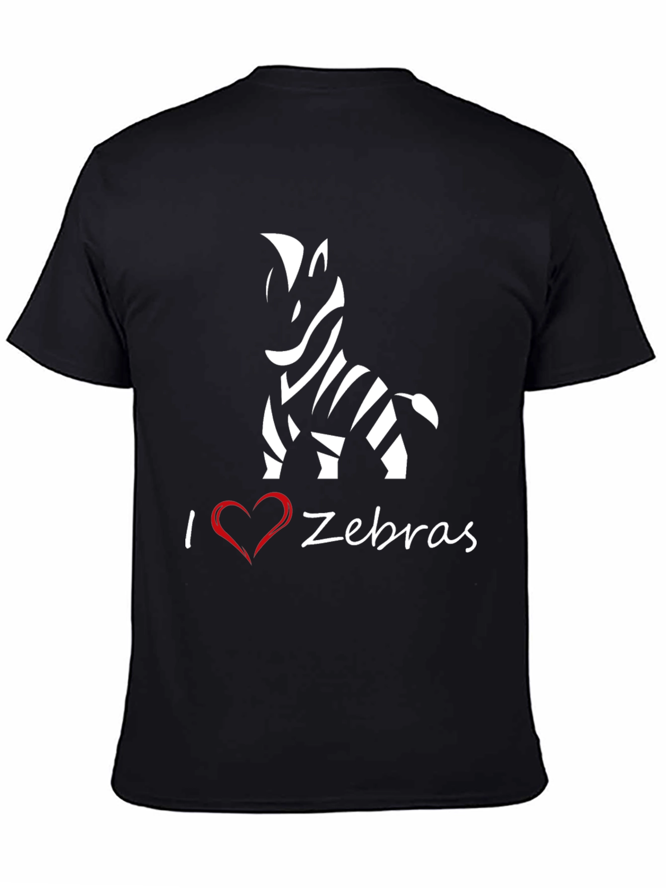 I Love Zebras Graphic T-Shirt - Stylish Black Tee