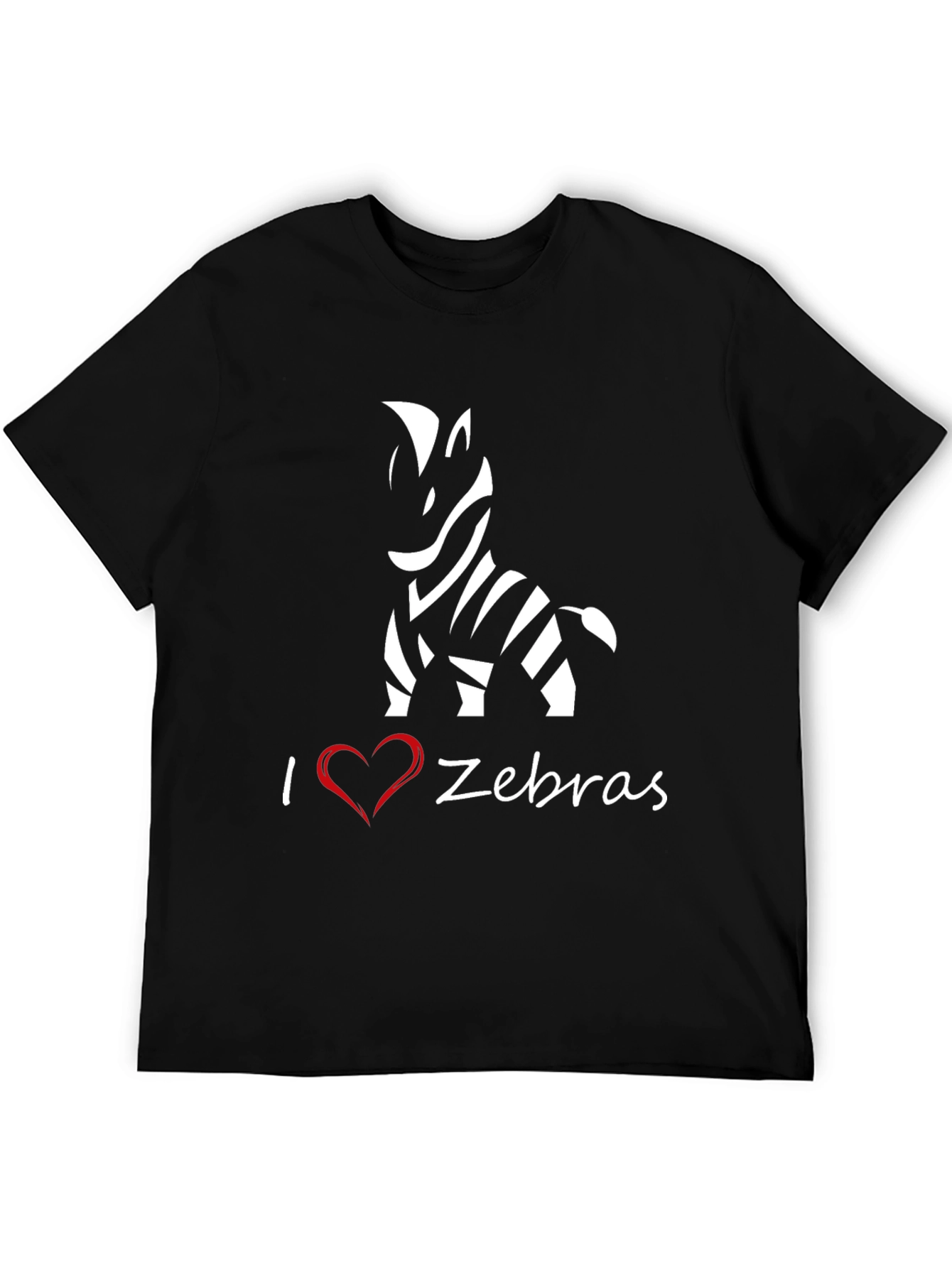 I Love Zebras Graphic T-Shirt - Stylish Black Tee