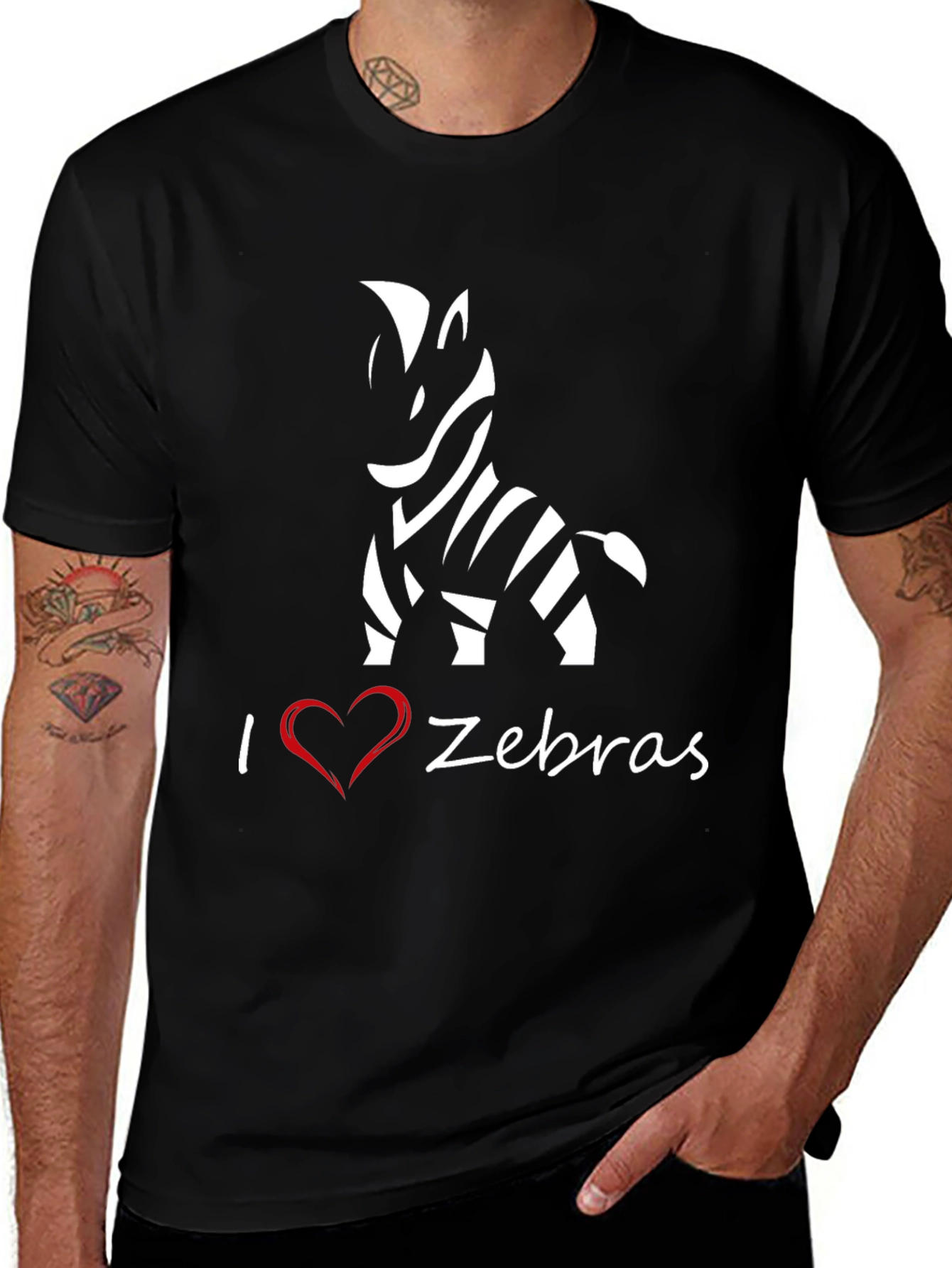 I Love Zebras Graphic T-Shirt - Stylish Black Tee