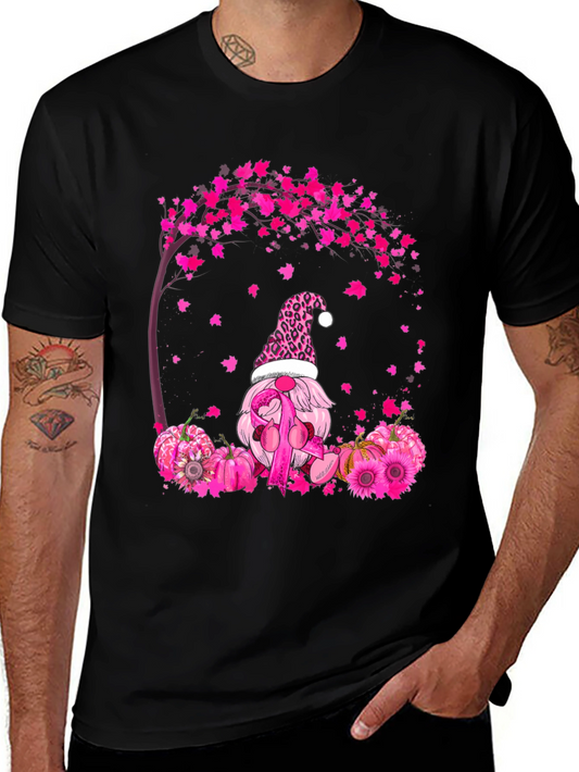 Breast Cancer Awareness Gnome Black T-Shirt