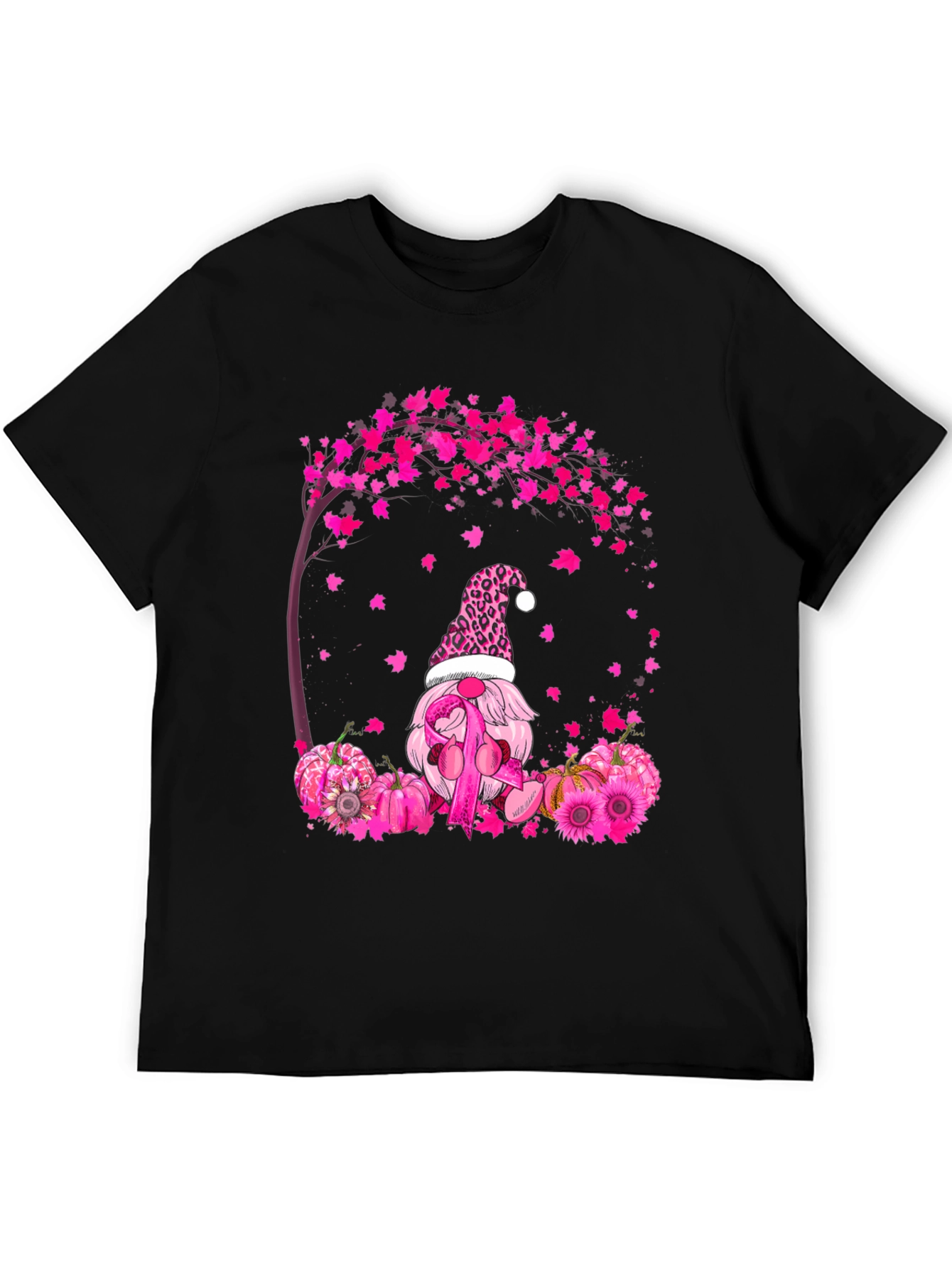 Breast Cancer Awareness Gnome Black T-Shirt