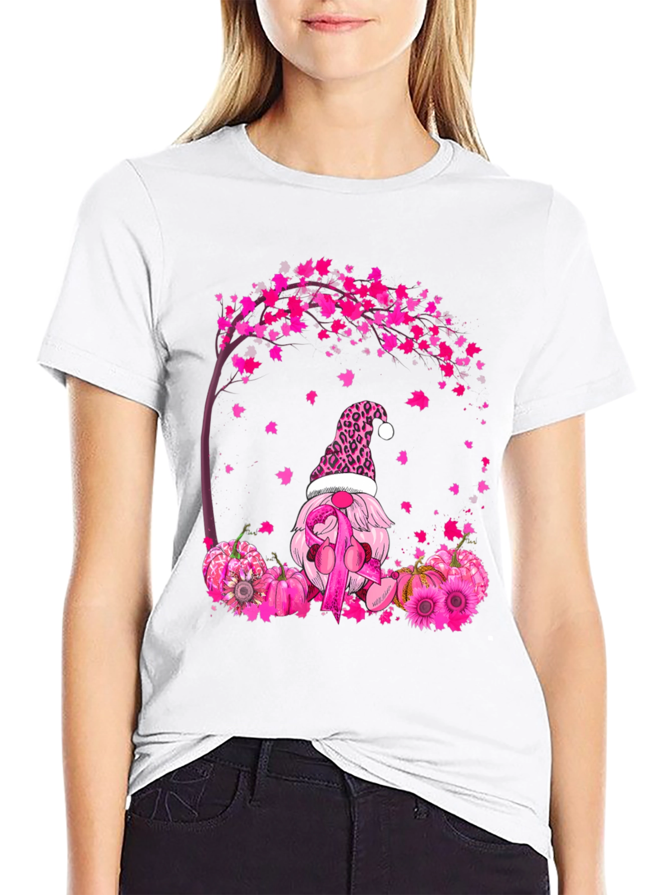 Breast Cancer Awareness Gnome Black T-Shirt