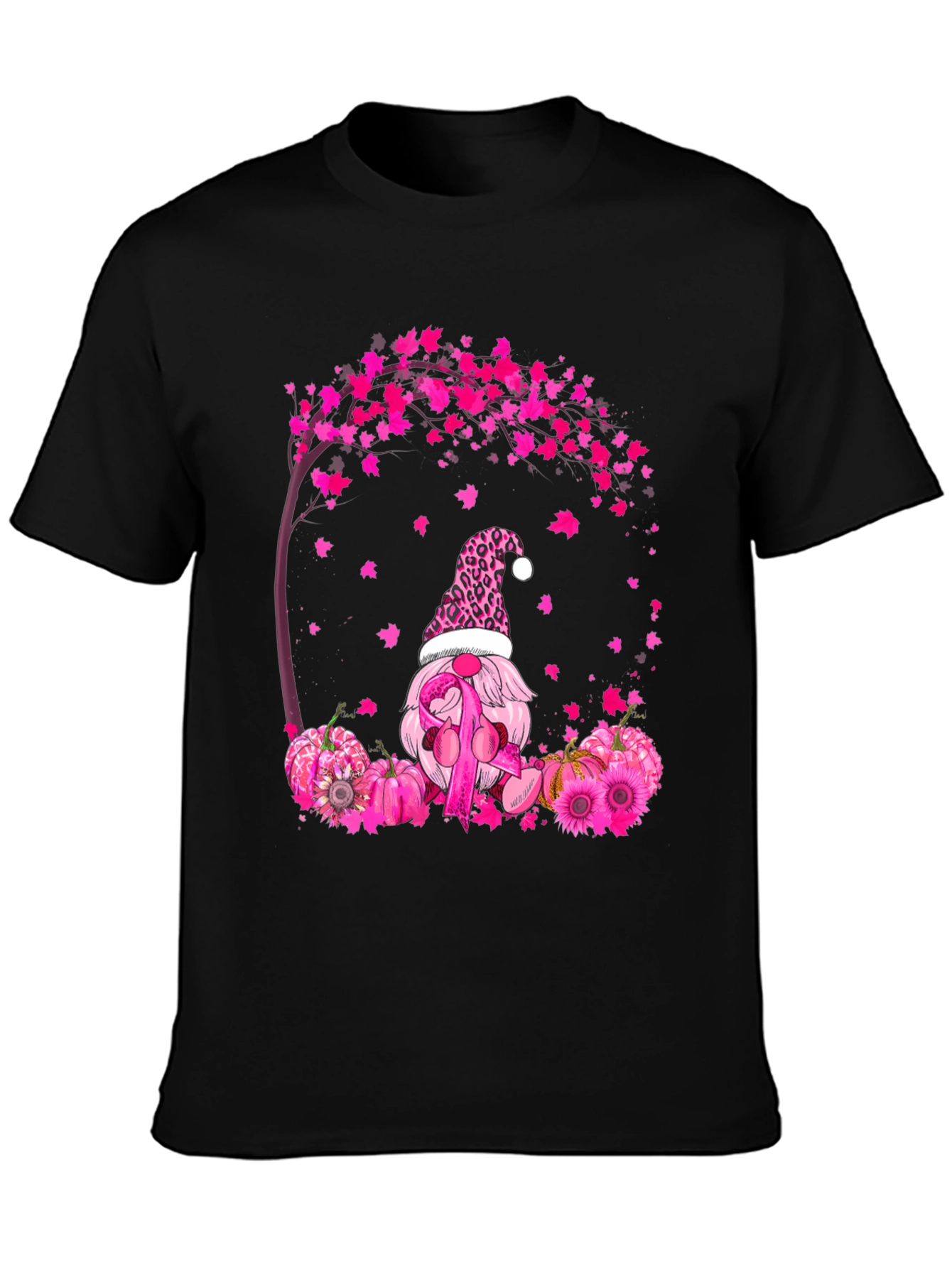 Breast Cancer Awareness Gnome Black T-Shirt