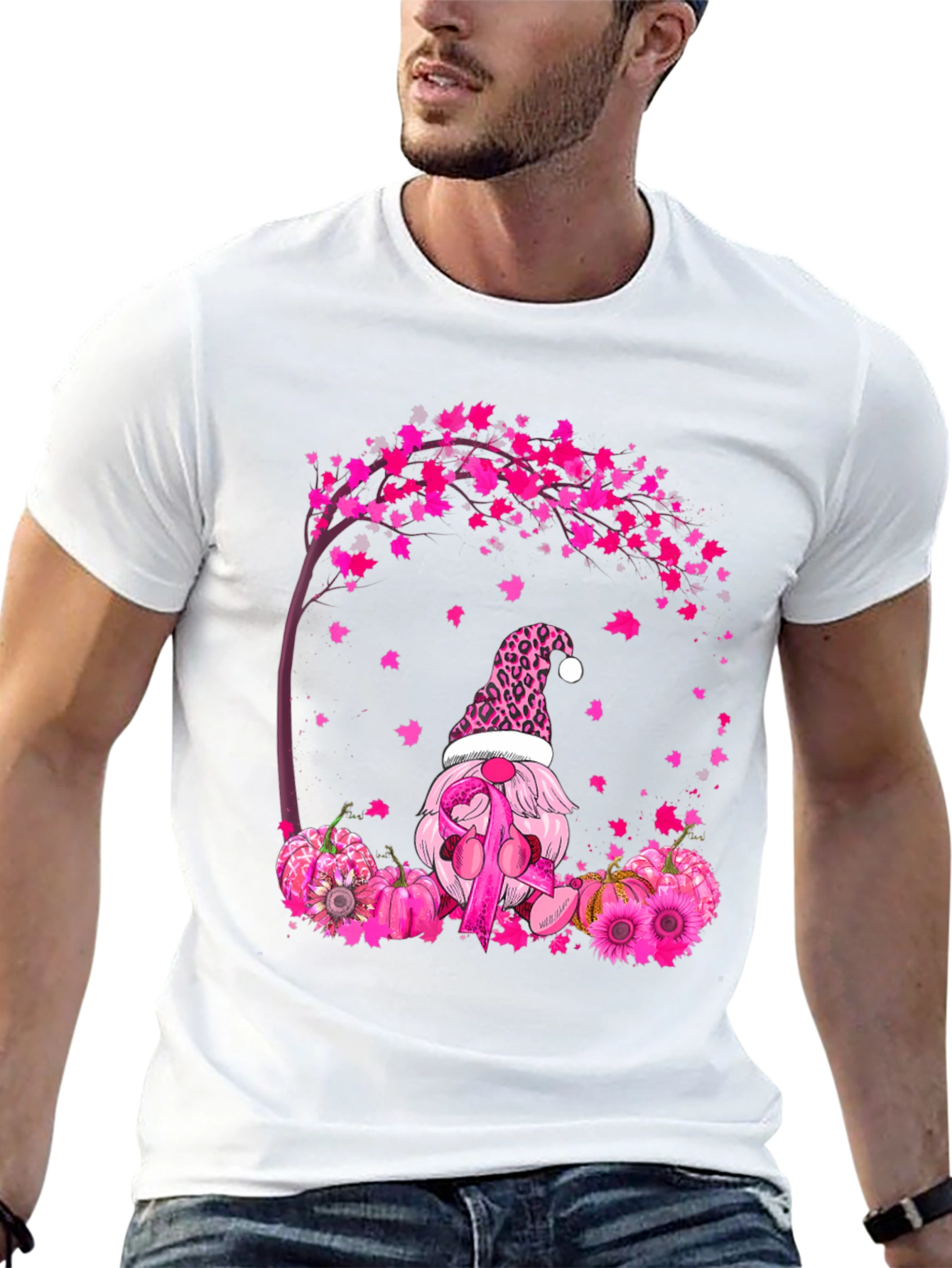 Breast Cancer Awareness Gnome Black T-Shirt