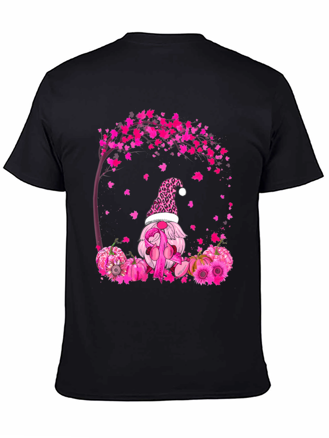 Breast Cancer Awareness Gnome Black T-Shirt