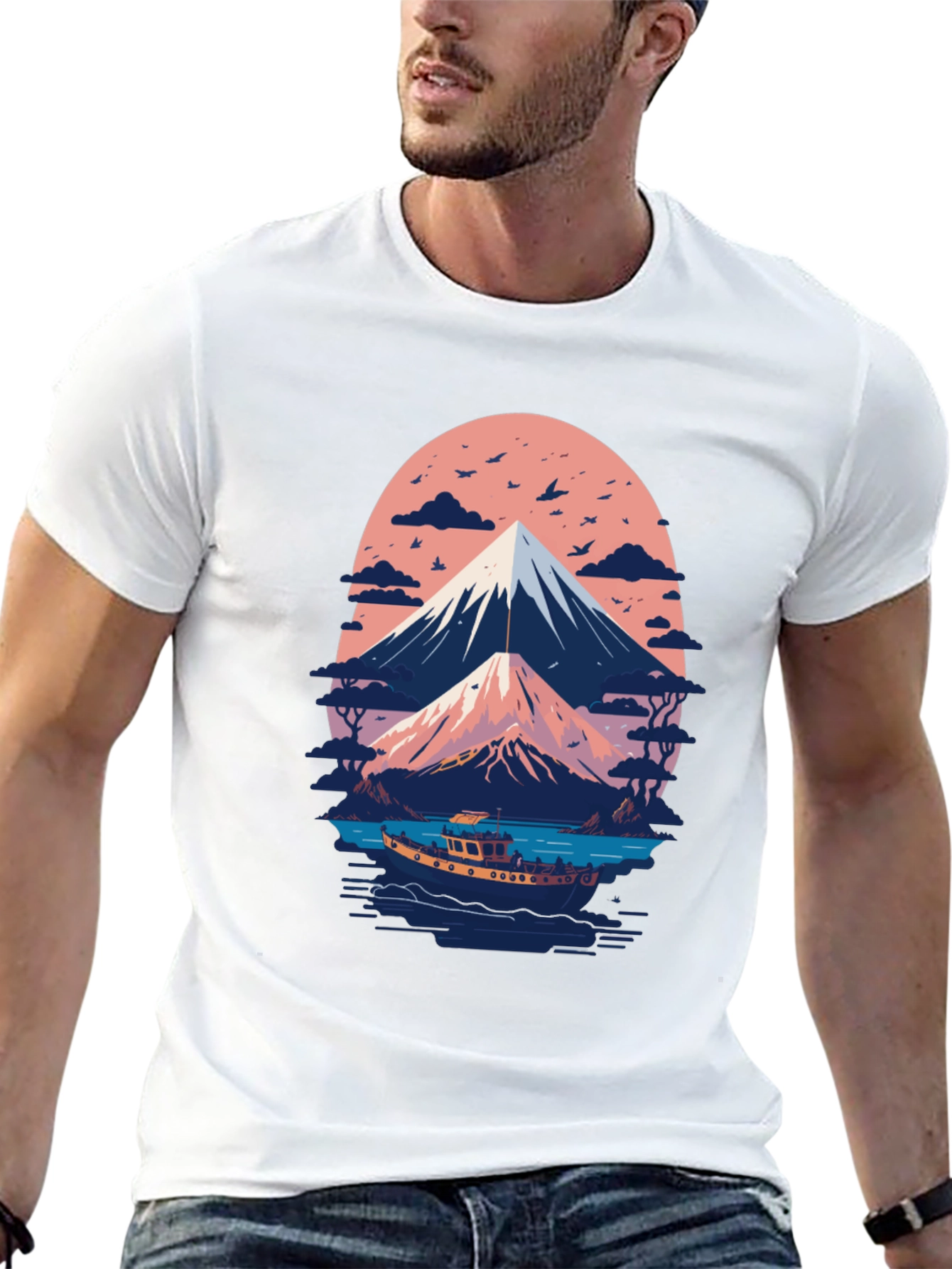 Mount Fuji Boat Trip Graphic Tee - Black