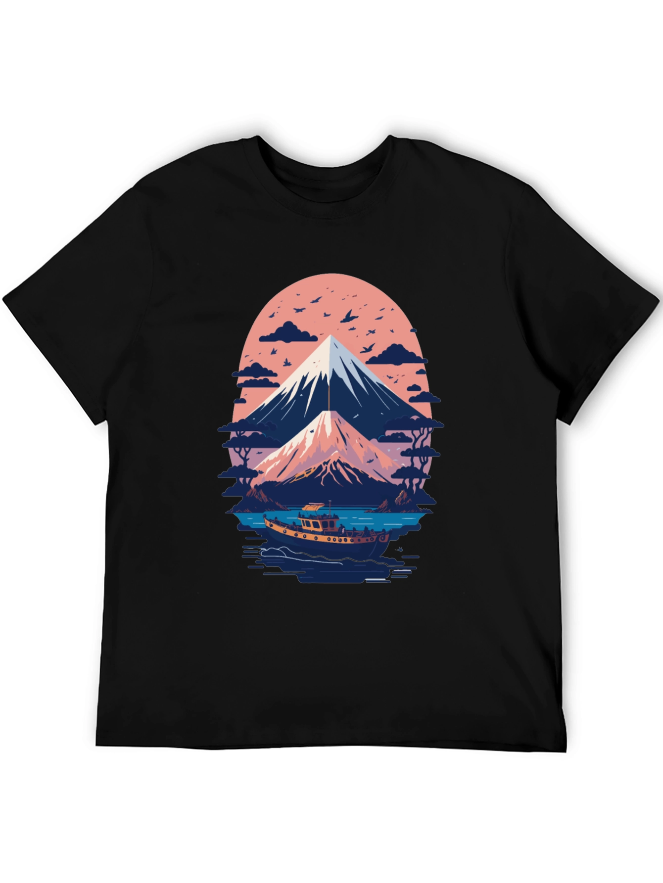 Mount Fuji Boat Trip Graphic Tee - Black