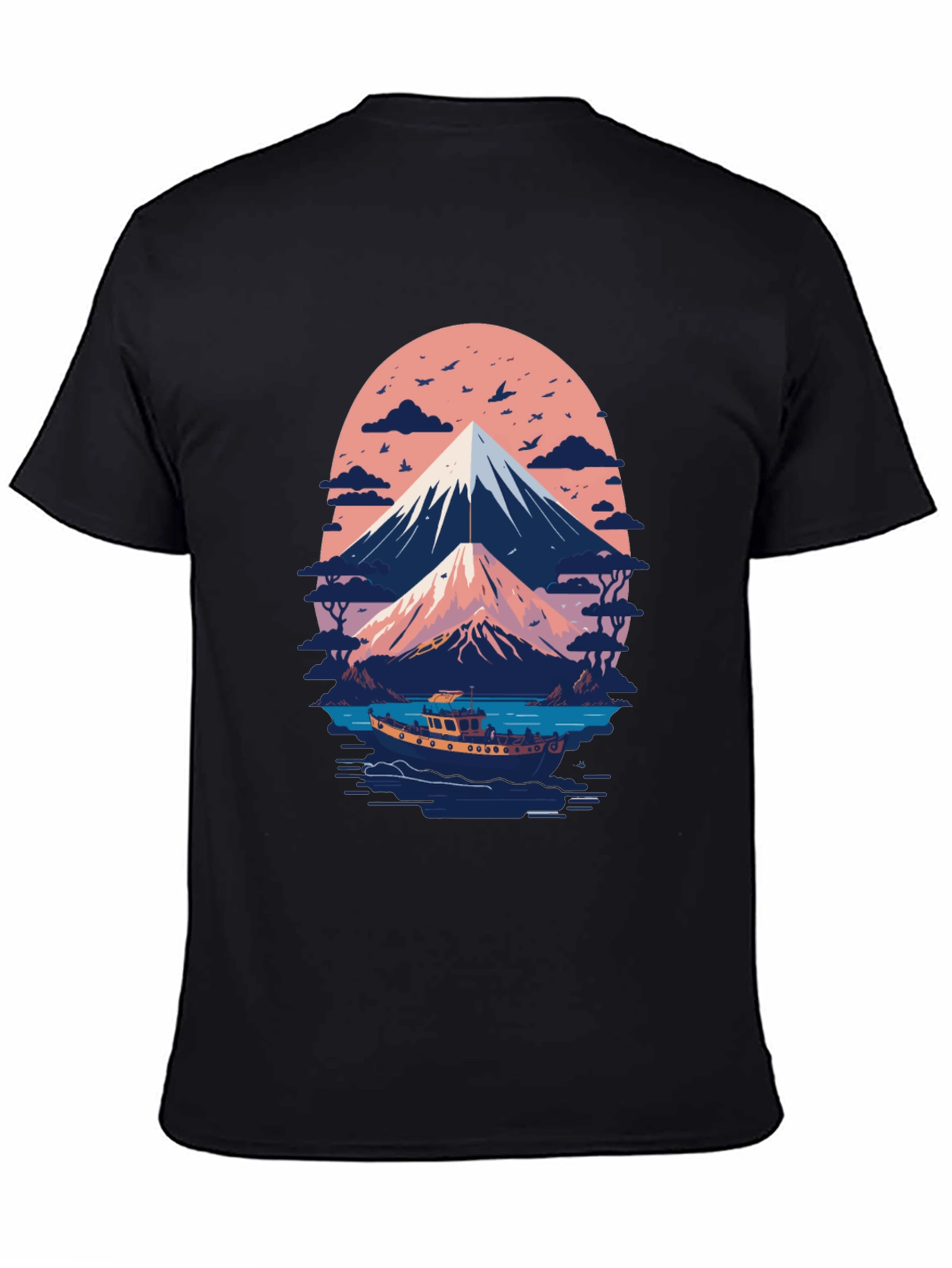 Mount Fuji Boat Trip Graphic Tee - Black
