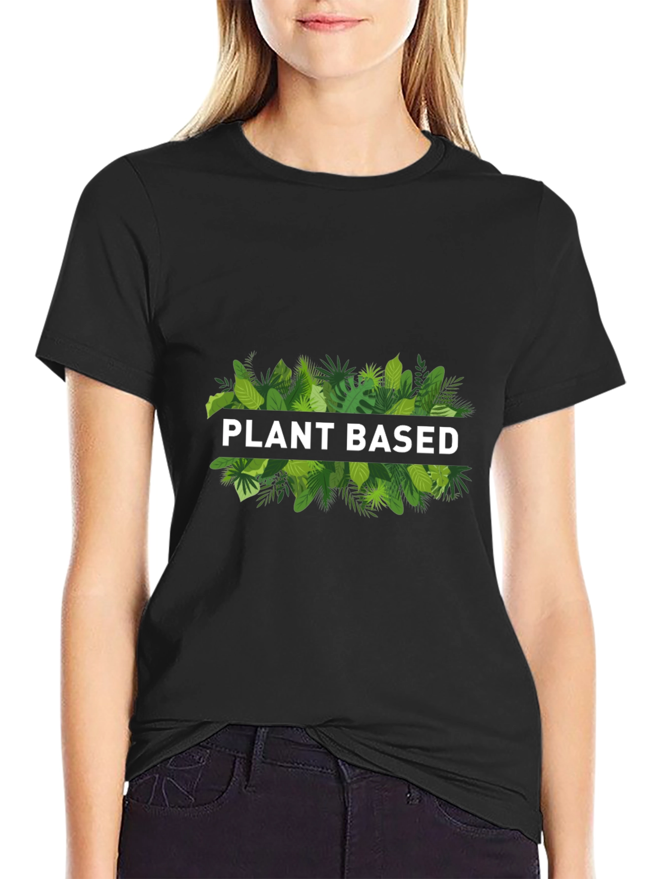 Plant Based Graphic T-Shirt - Green Leaf Design