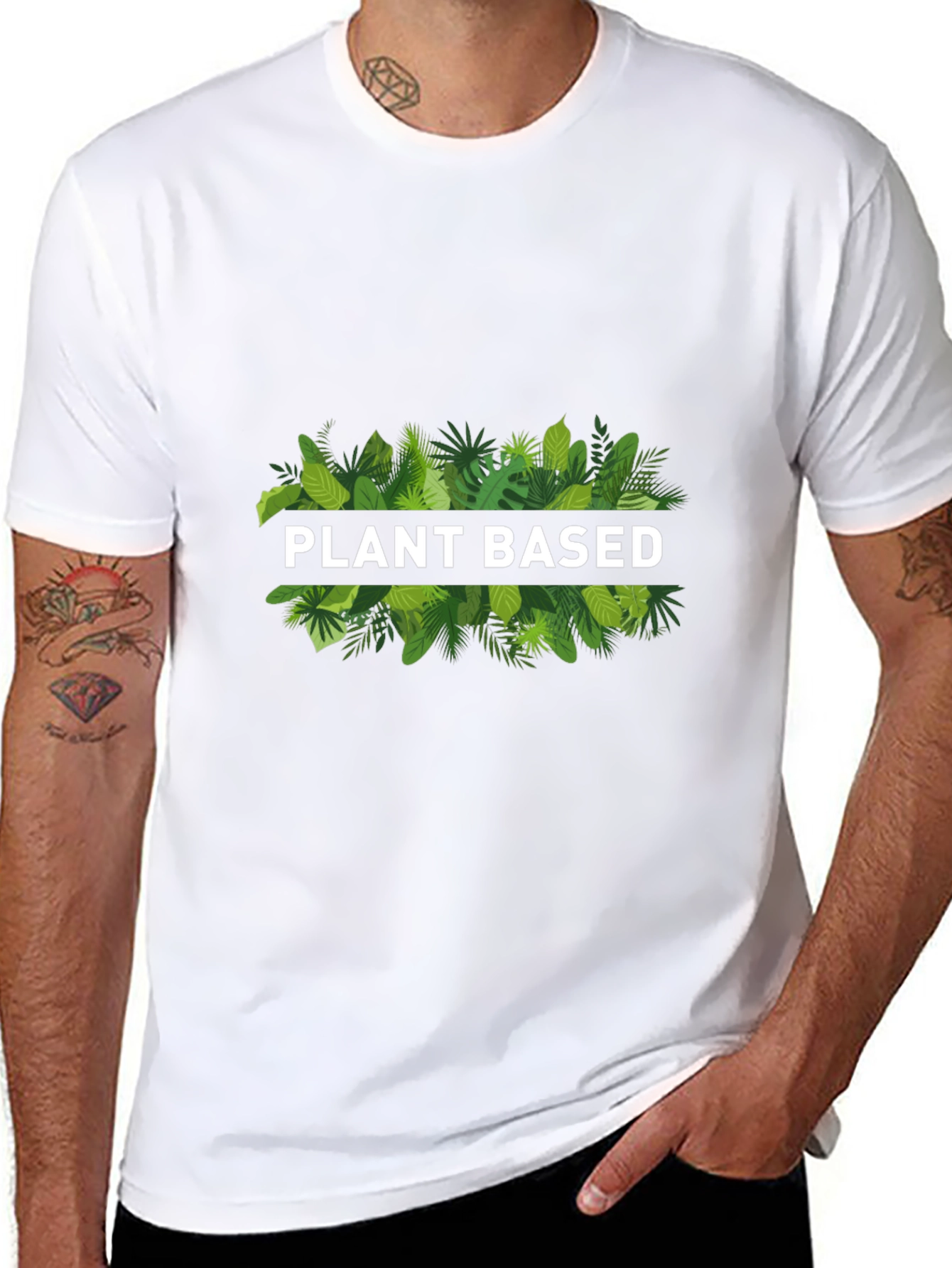 Plant Based Graphic T-Shirt - Green Leaf Design