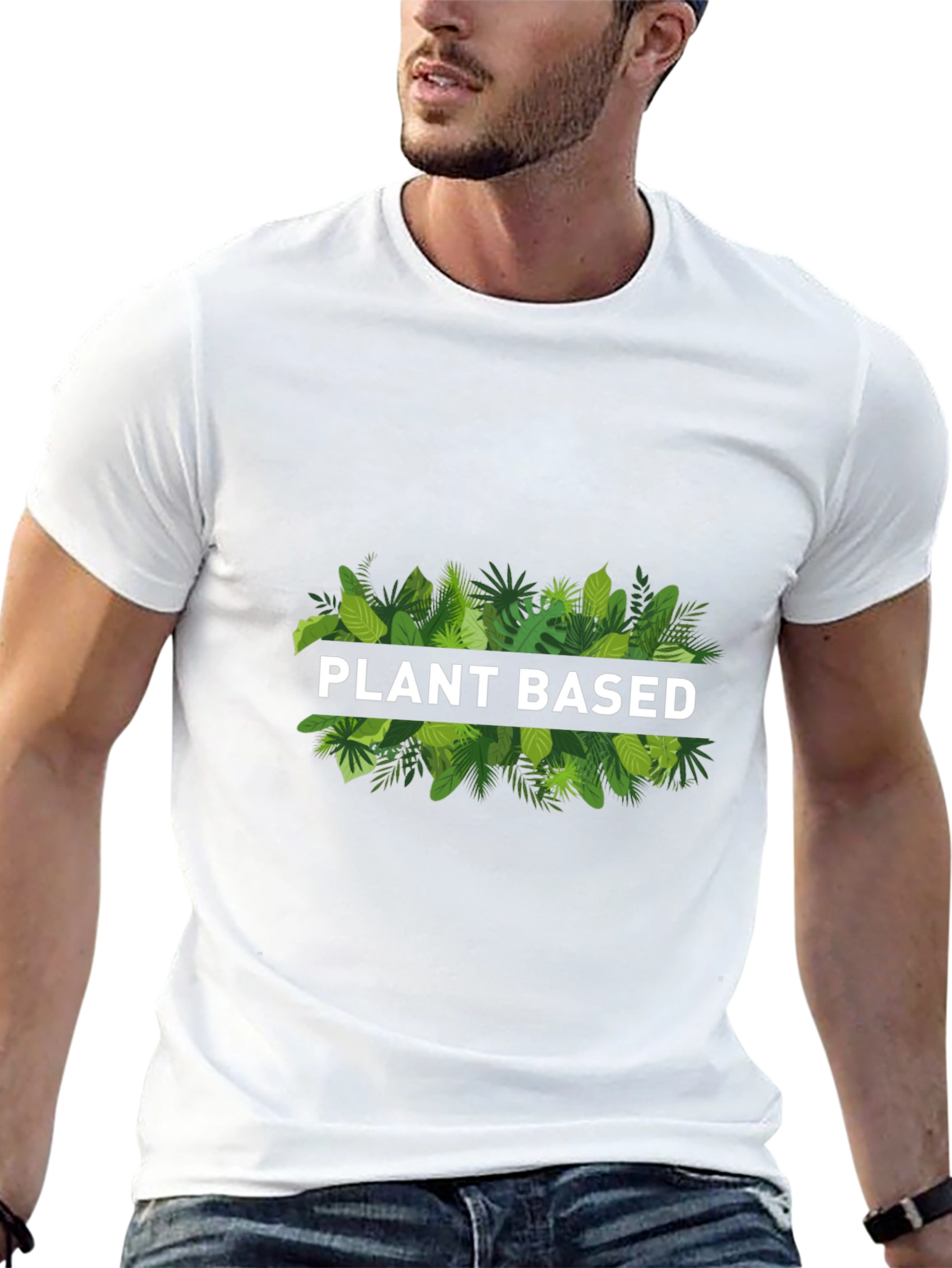 Plant Based Graphic T-Shirt - Green Leaf Design