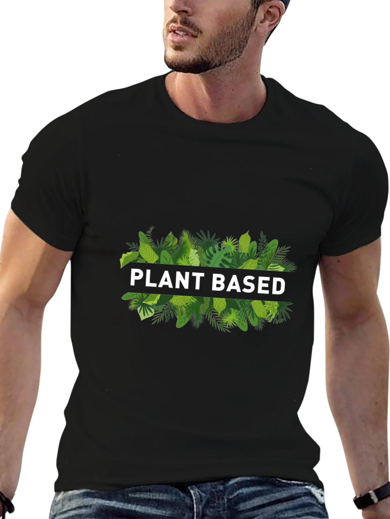 Plant Based Graphic T-Shirt - Green Leaf Design