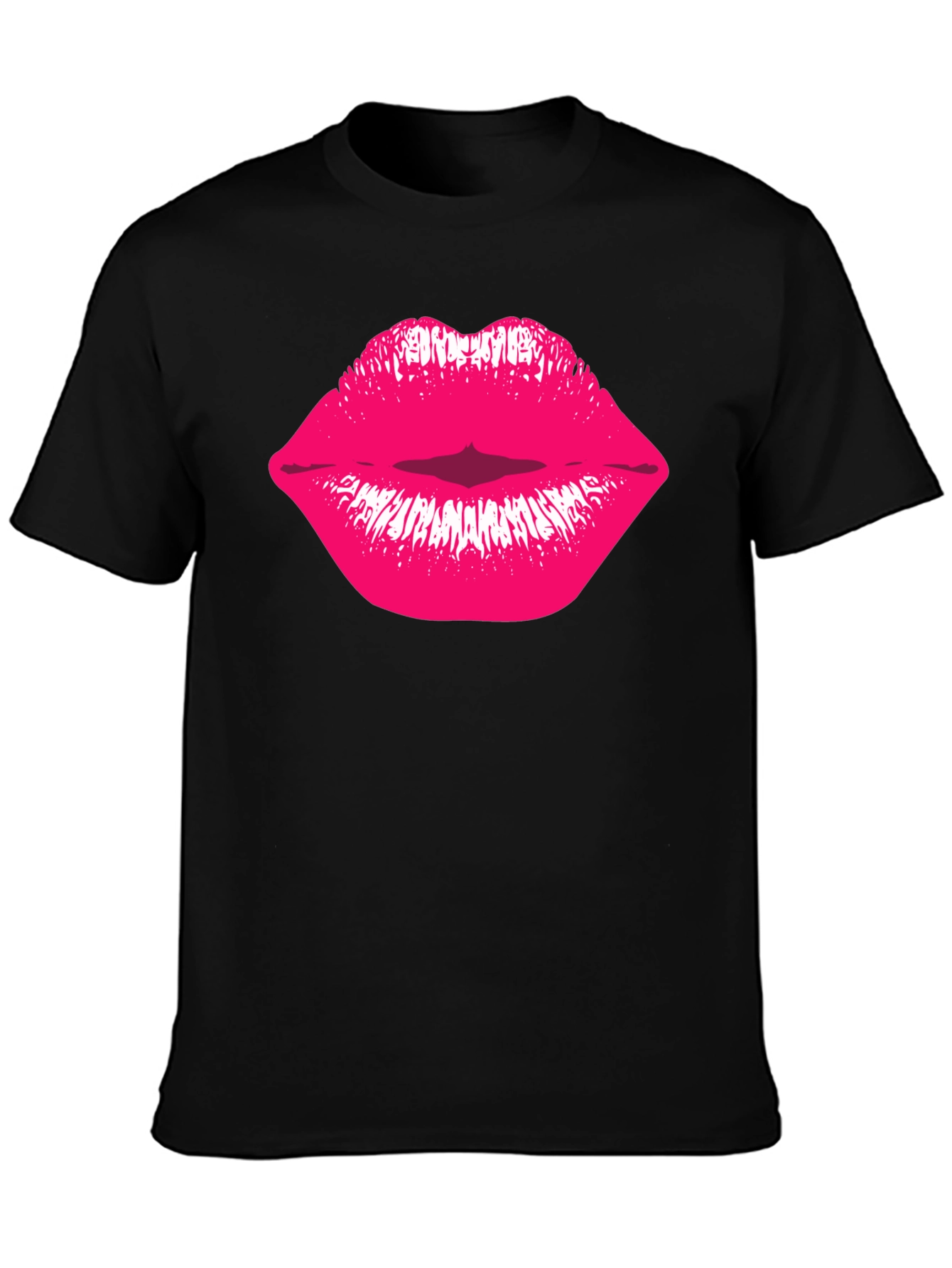 Kiss Lips Graphic Tee - Stylish Black Cotton T-Shirt