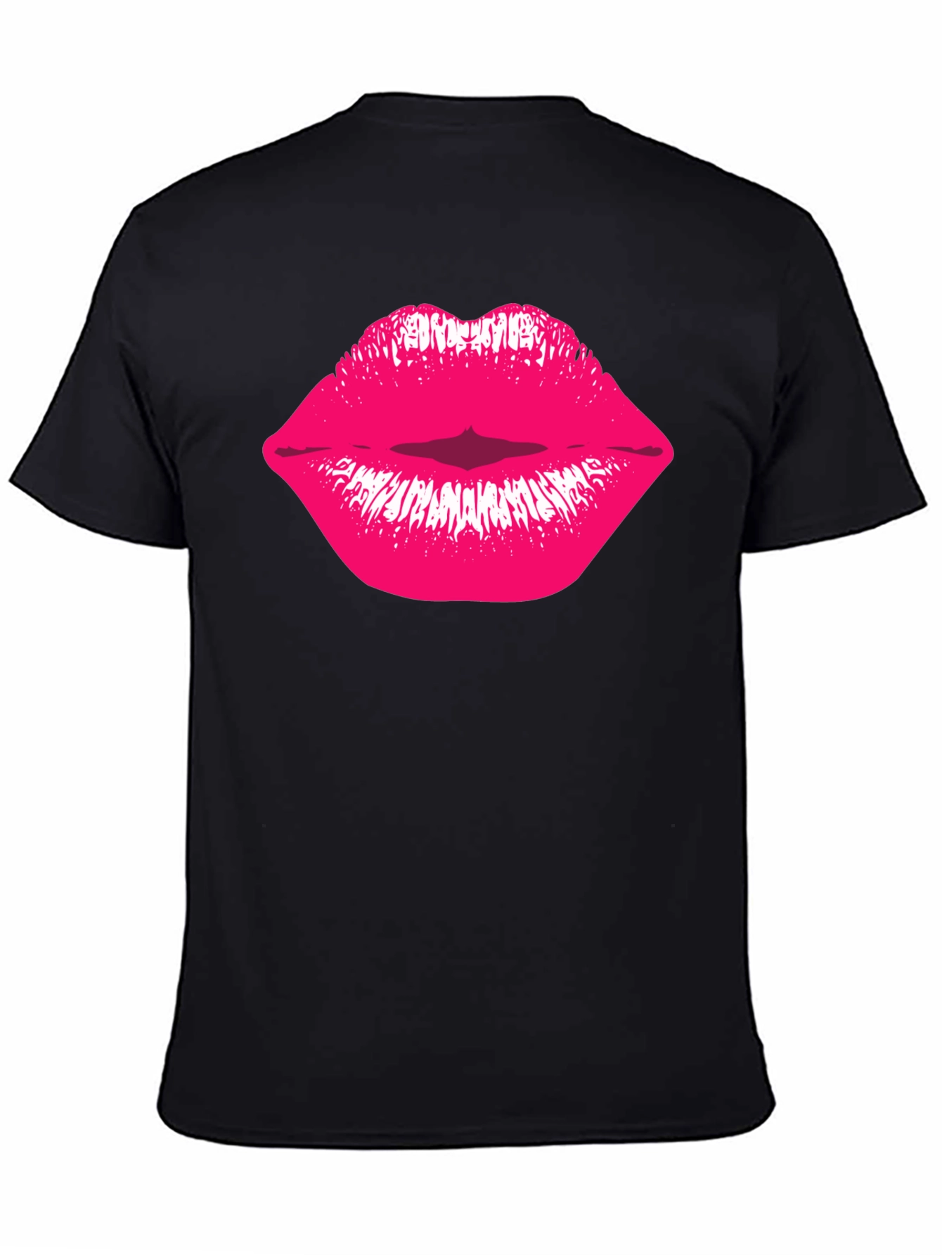 Kiss Lips Graphic Tee - Stylish Black Cotton T-Shirt