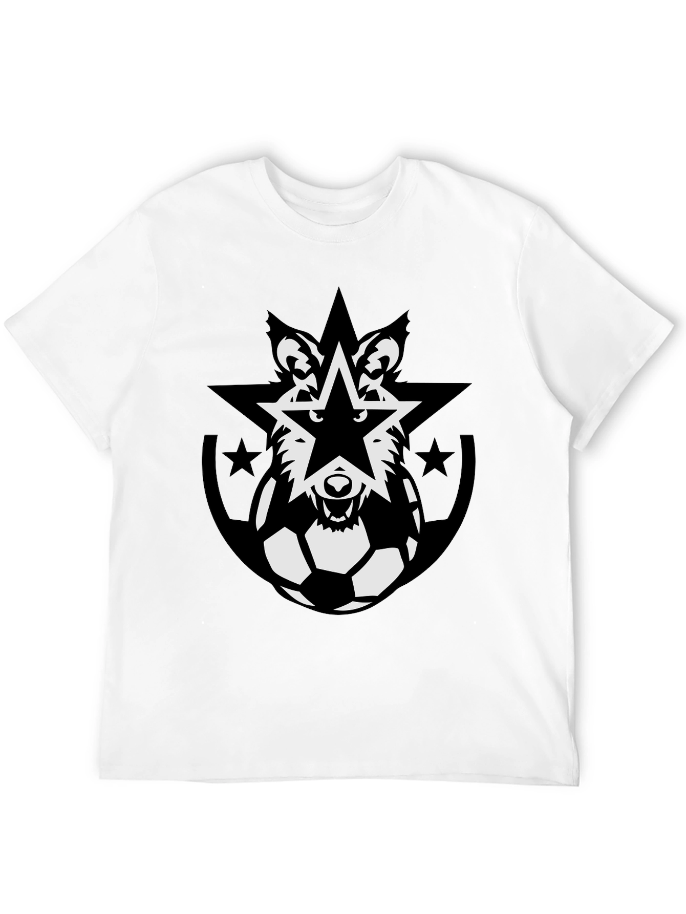 Wolf Star Soccer Ball Black T-Shirt