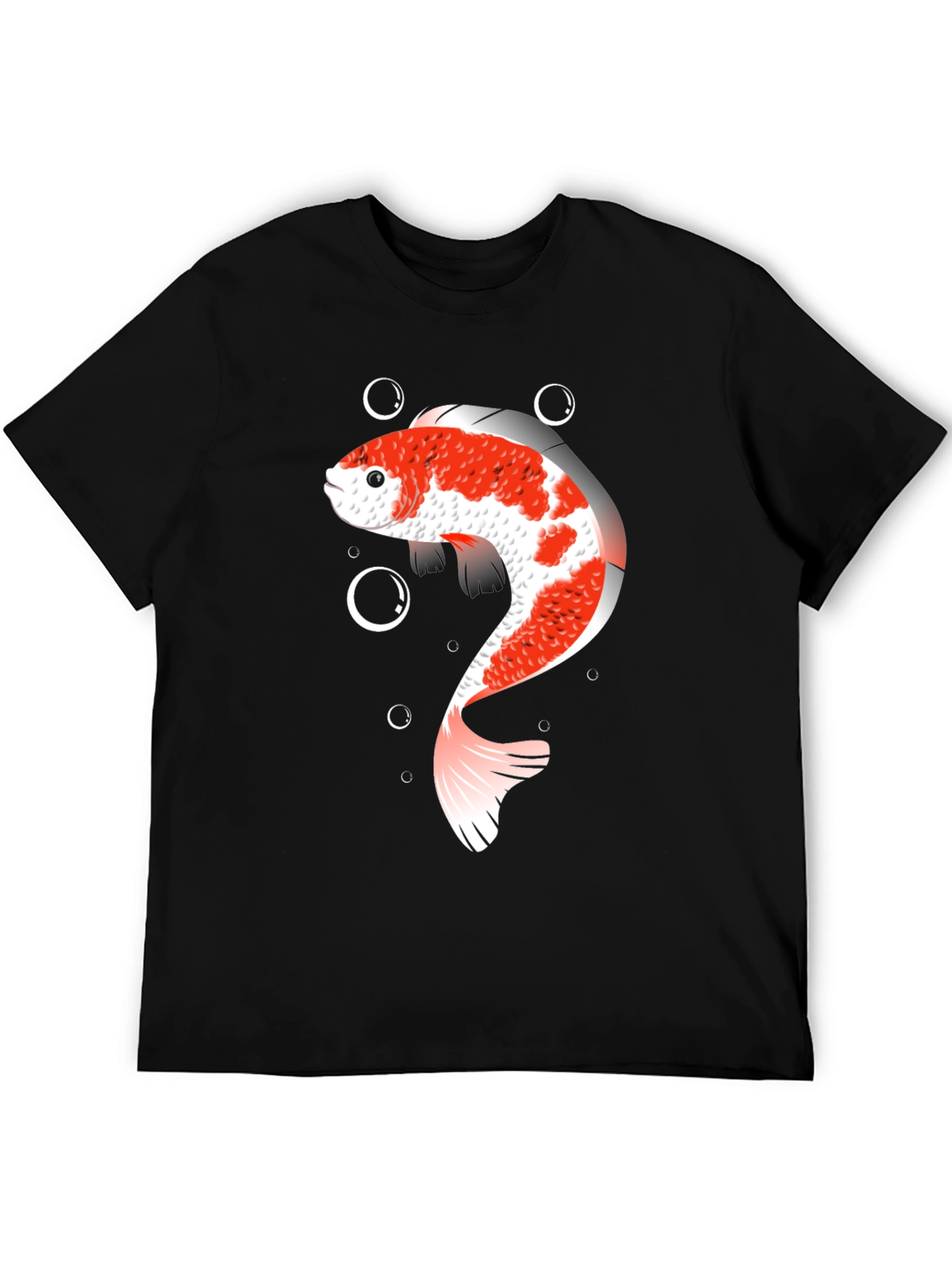 Koi Fish Graphic T-Shirt - Black Cotton Blend