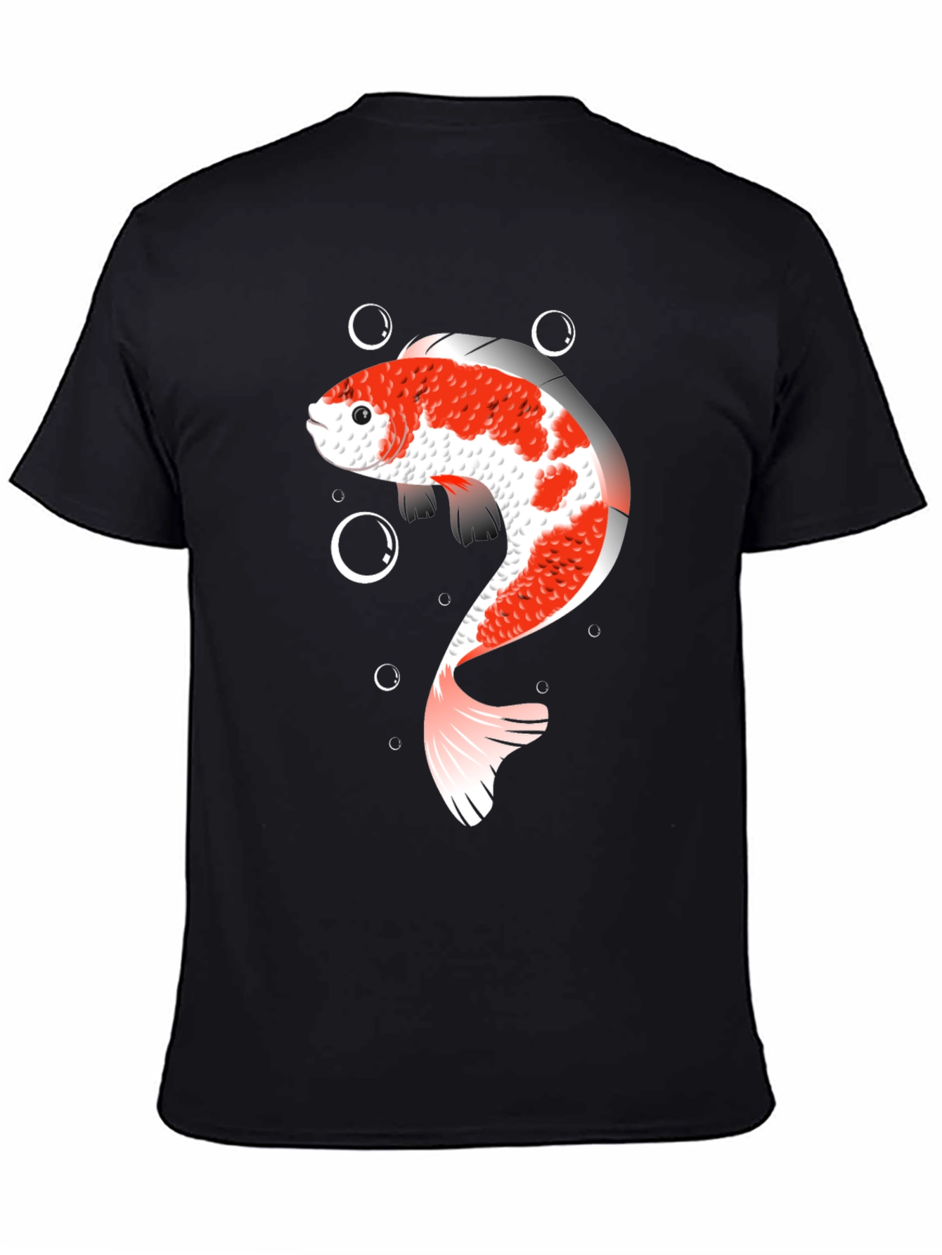 Koi Fish Graphic T-Shirt - Black Cotton Blend