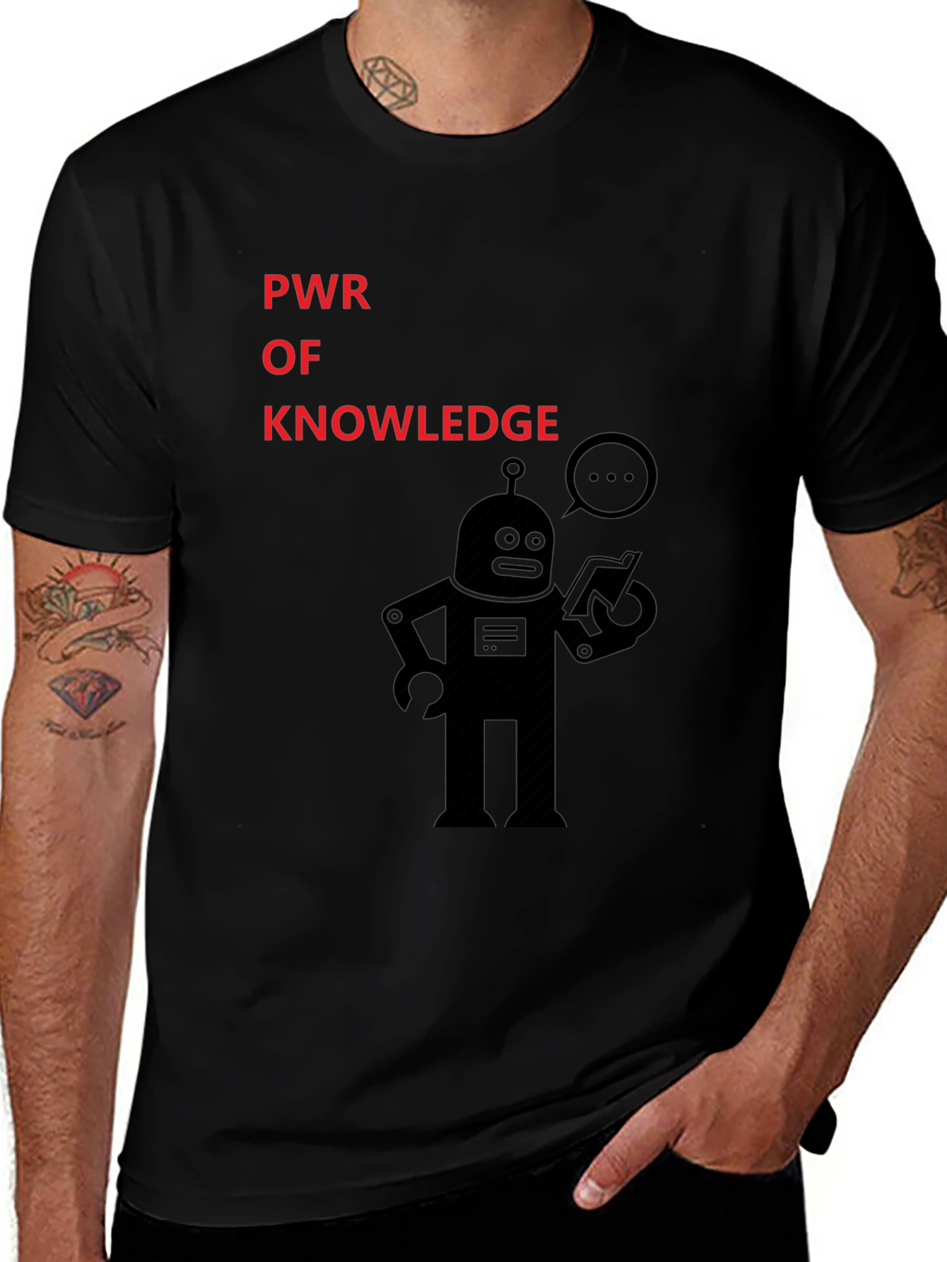 Power of Knowledge Robot Graphic T-Shirt
