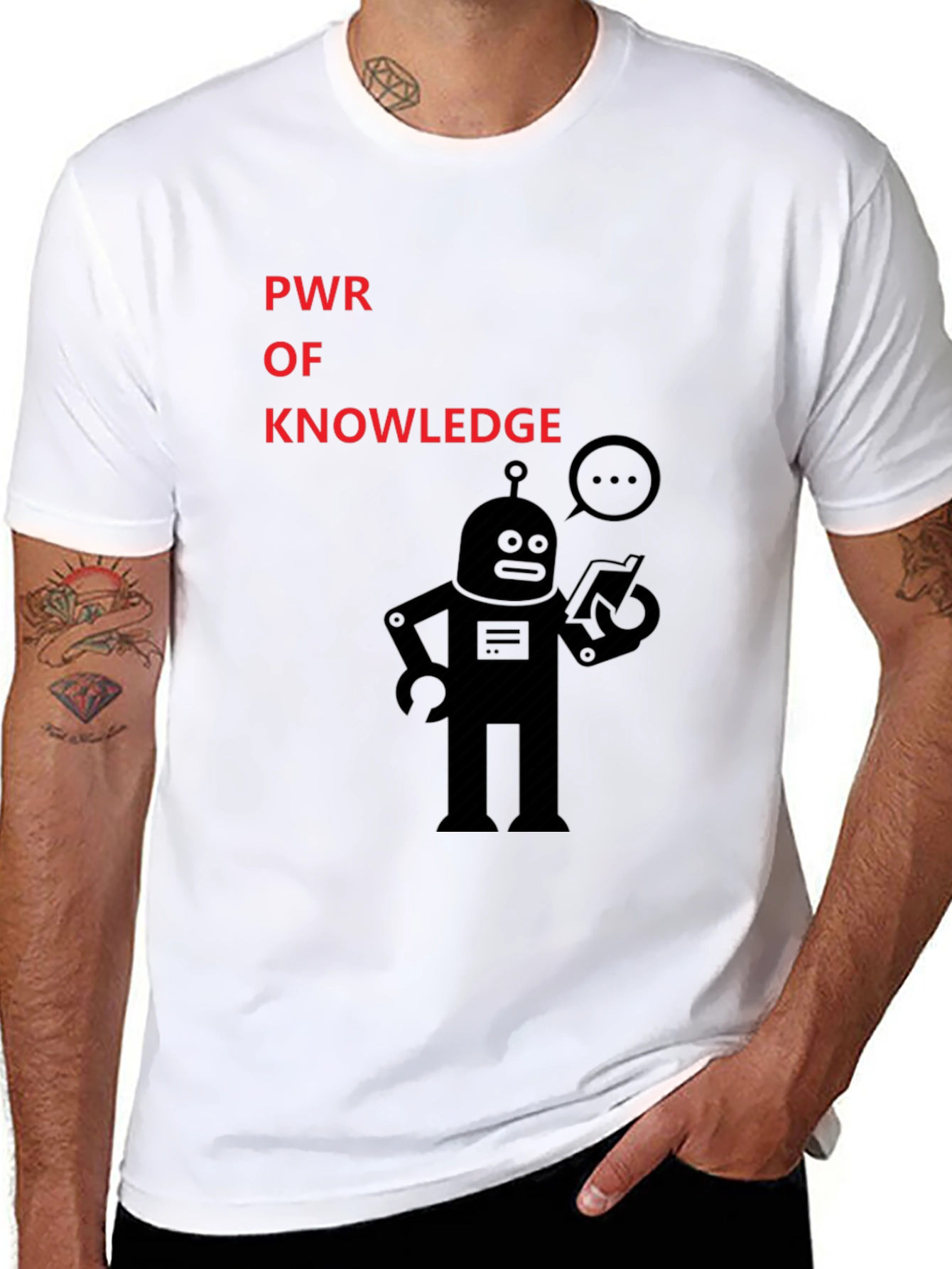Power of Knowledge Robot Graphic T-Shirt