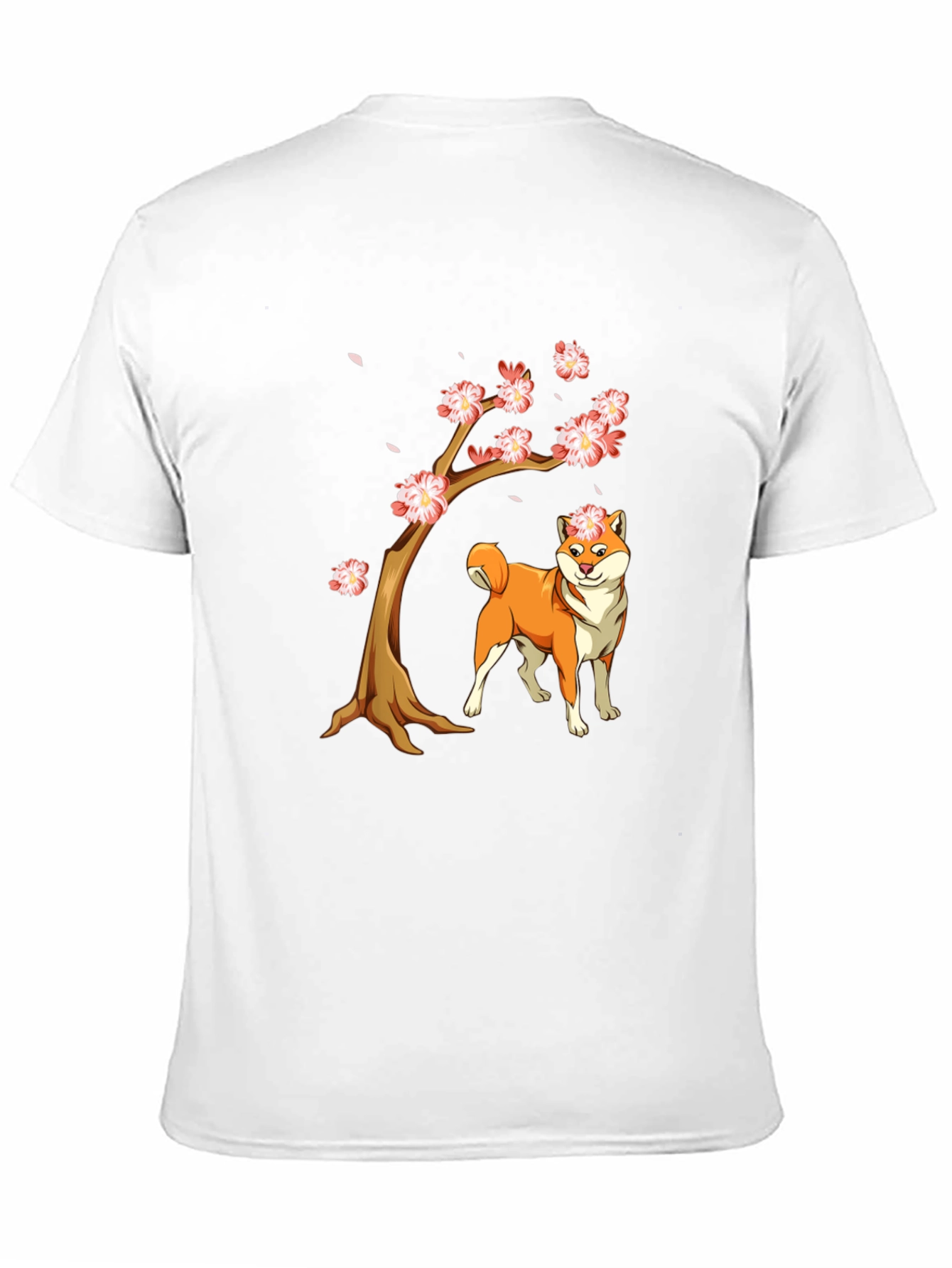 Shiba Inu Cherry Blossom Tree Graphic Tee