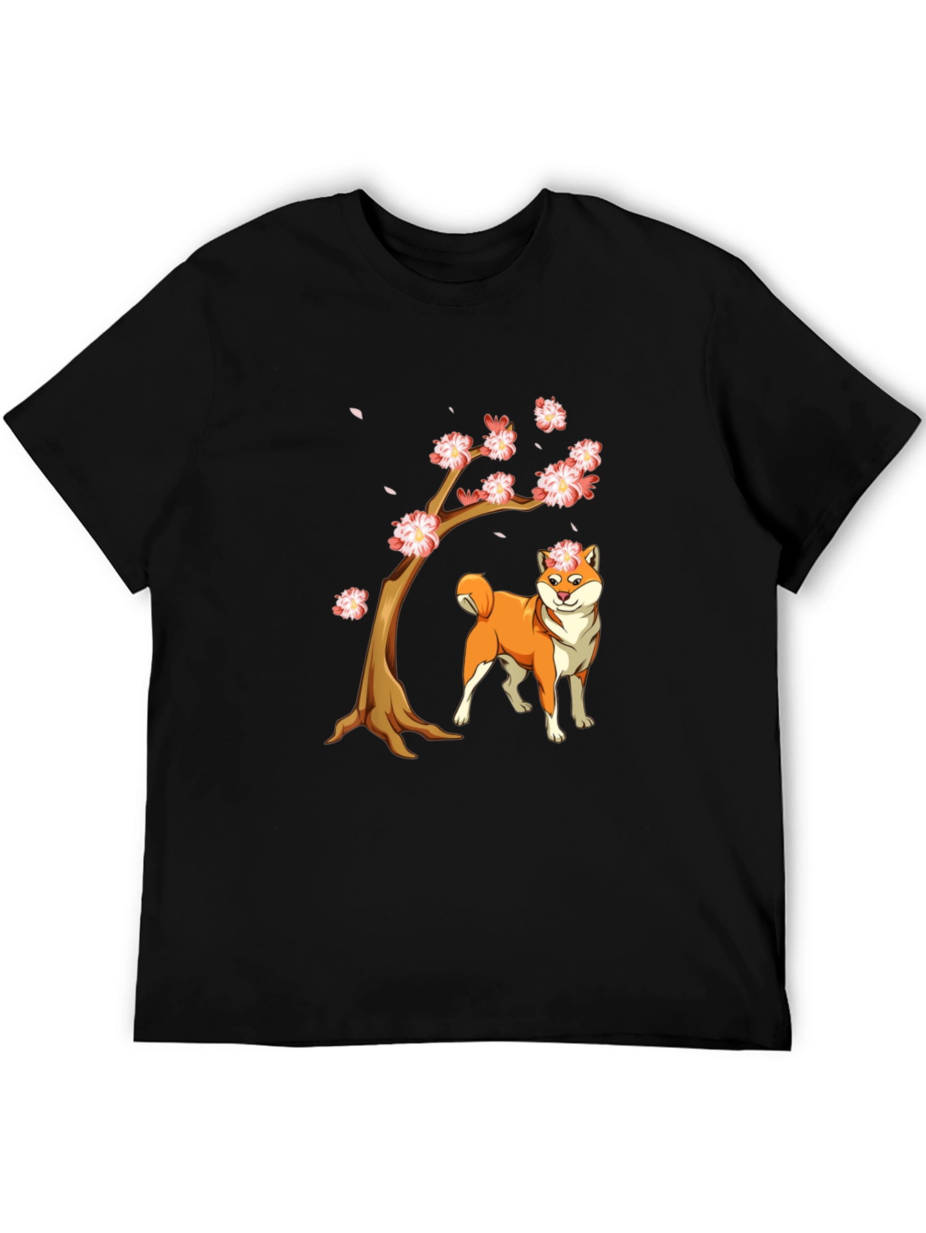 Shiba Inu Cherry Blossom Tree Graphic Tee