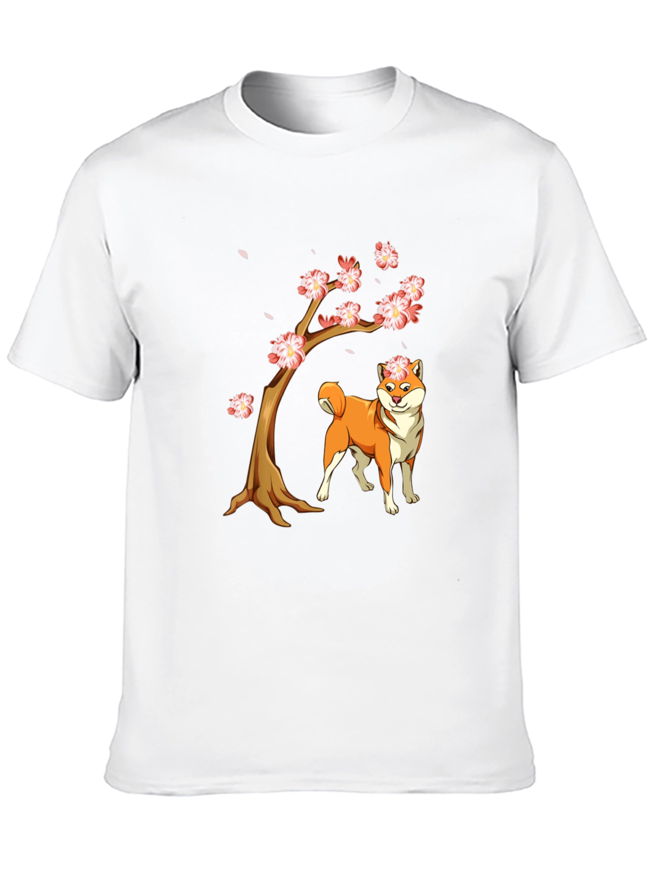 Shiba Inu Cherry Blossom Tree Graphic Tee