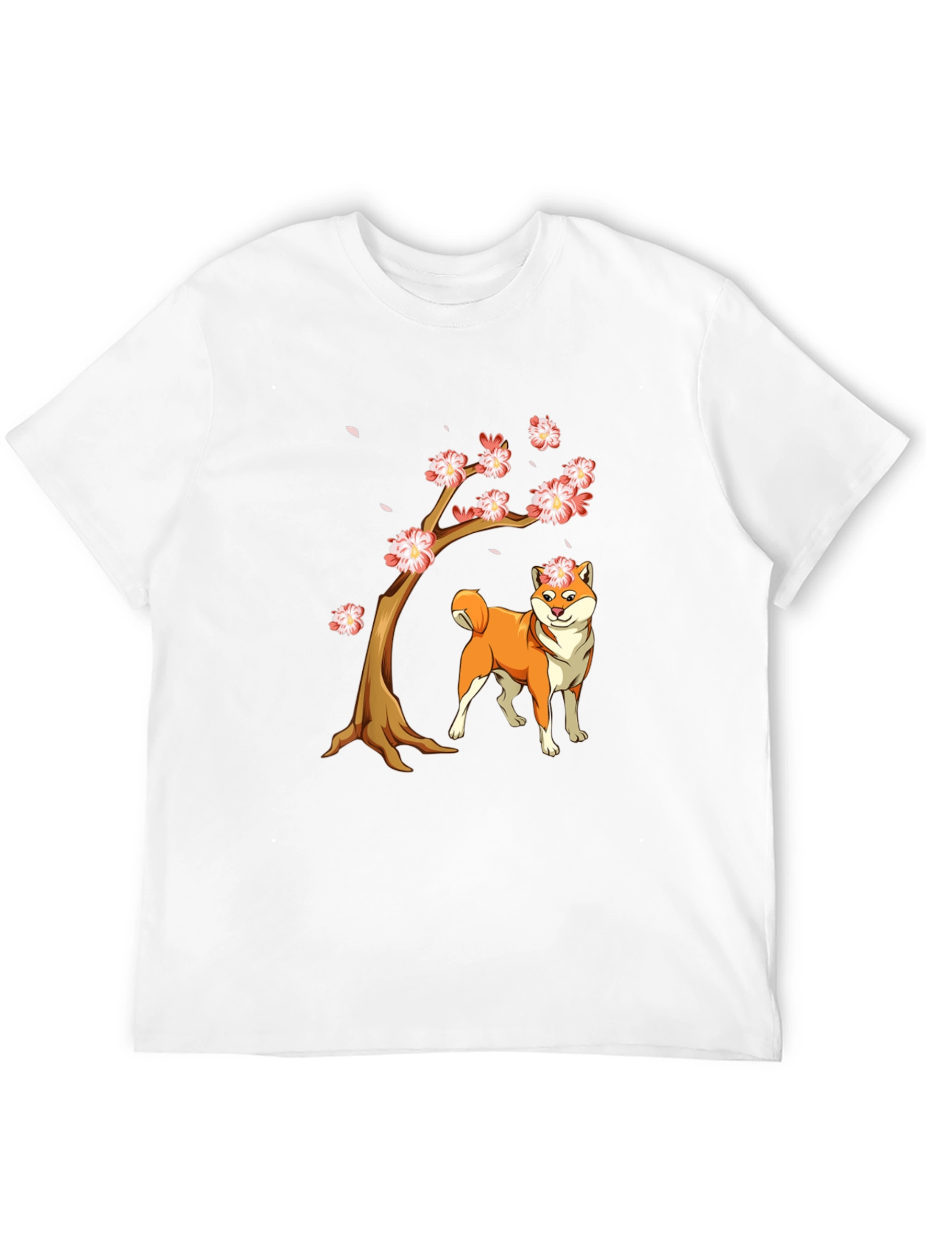 Shiba Inu Cherry Blossom Tree Graphic Tee