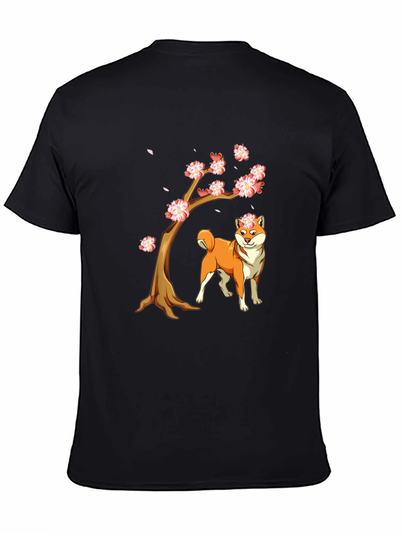 Shiba Inu Cherry Blossom Tree Graphic Tee