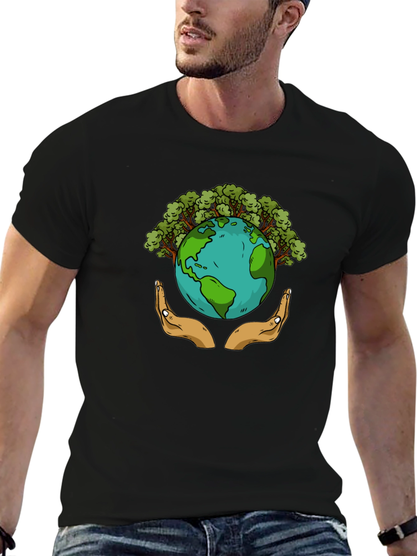 Earth in Hands Graphic T-Shirt - Protect Our Planet