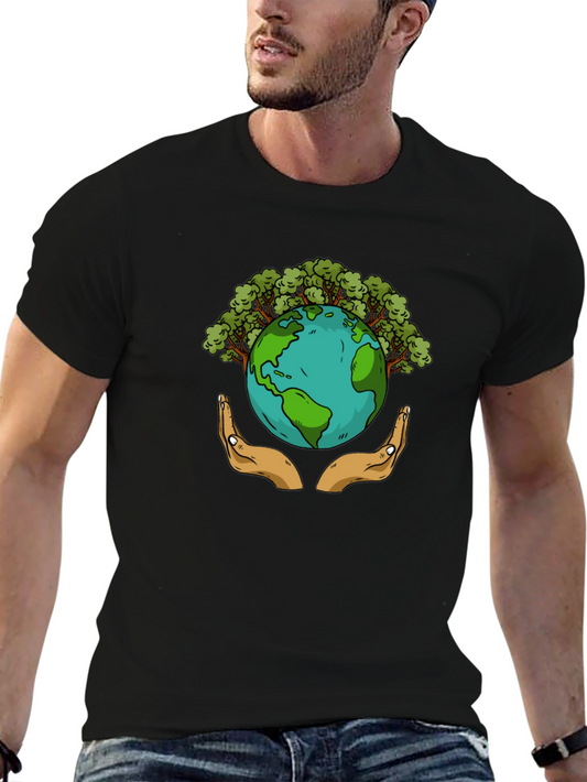 Earth in Hands Graphic T-Shirt - Protect Our Planet