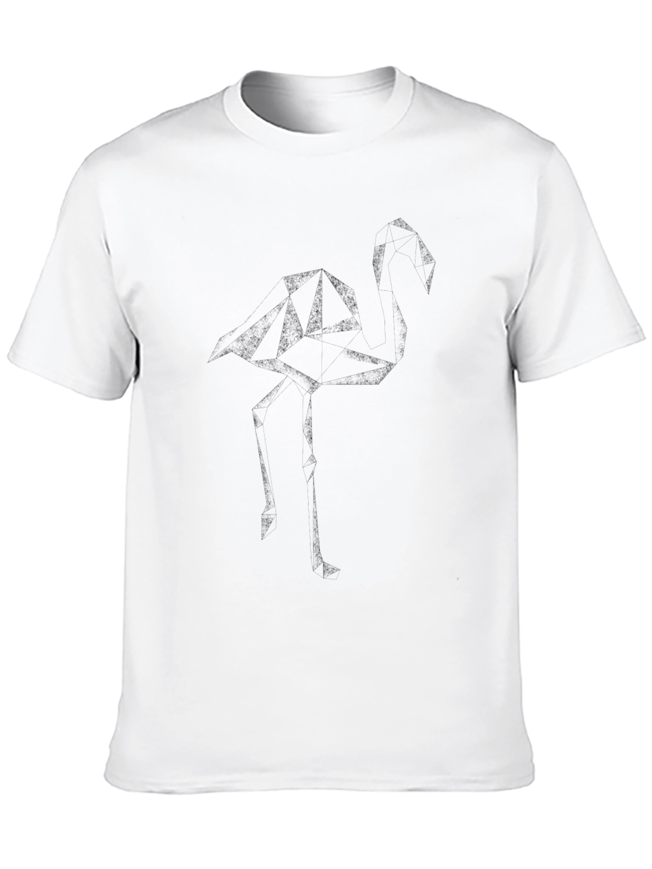 Geometric Flamingo Graphic Tee - Soft Black T-Shirt