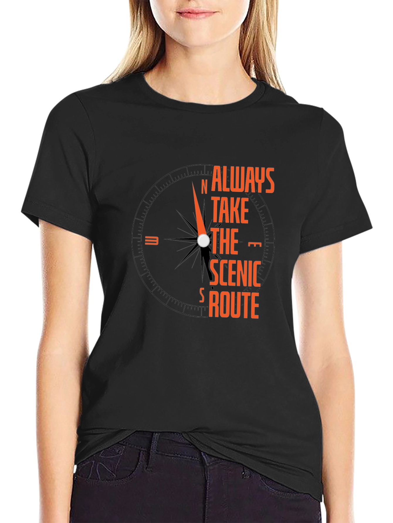 Always Take The Scenic Route Compass Graphic T-Shirt