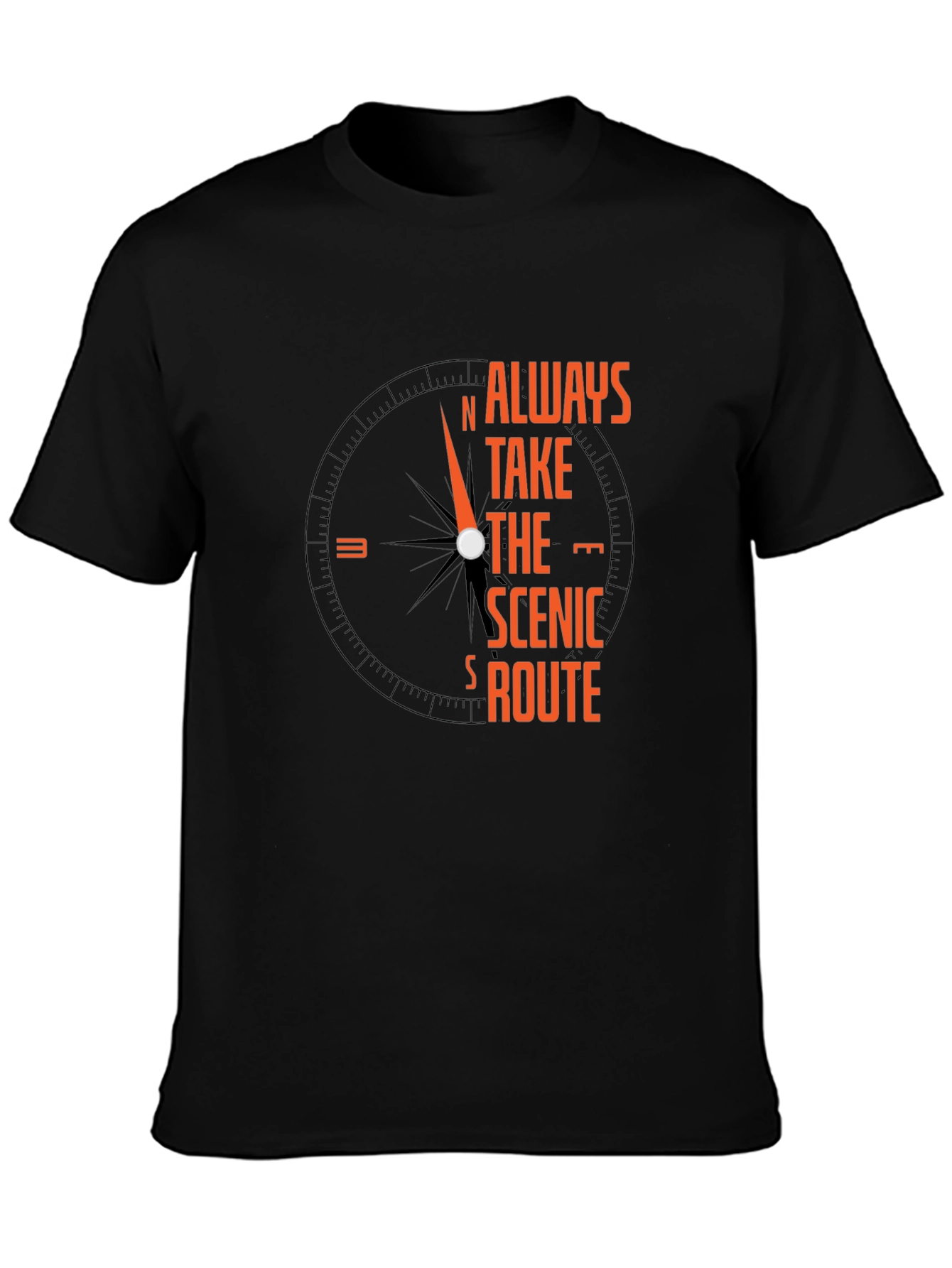 Always Take The Scenic Route Compass Graphic T-Shirt
