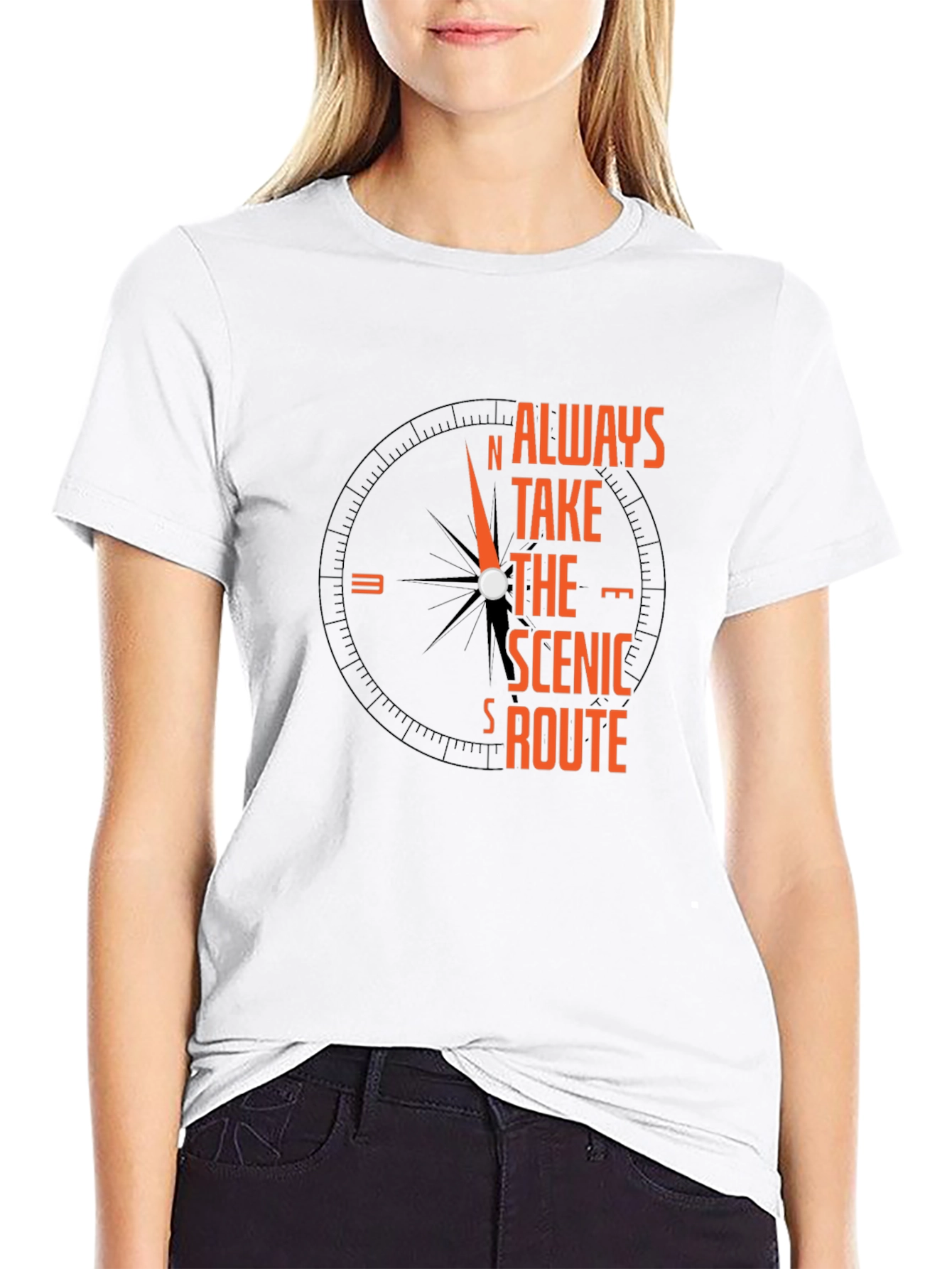 Always Take The Scenic Route Compass Graphic T-Shirt