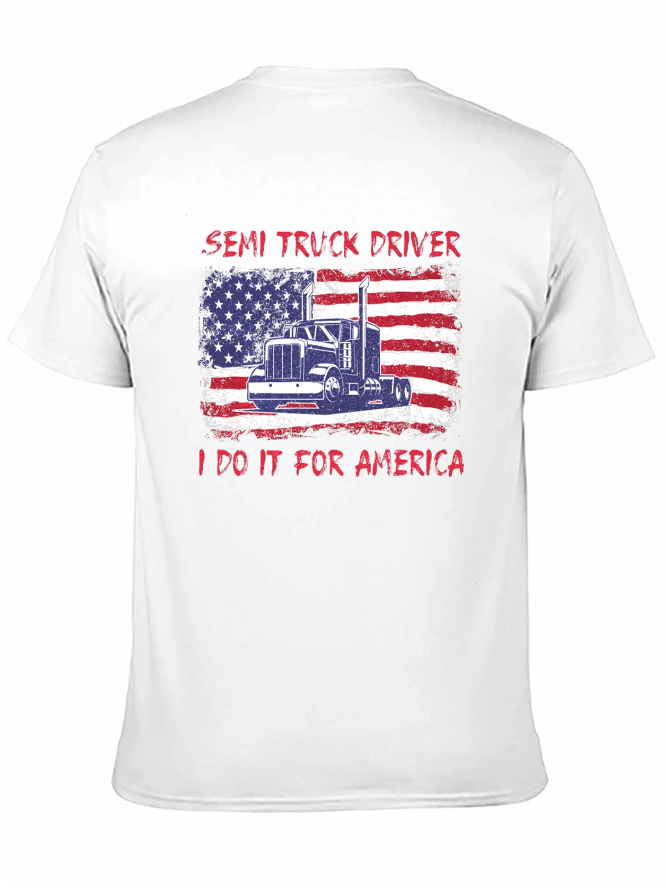Semi Truck Driver Patriotic USA Flag Graphic T-Shirt