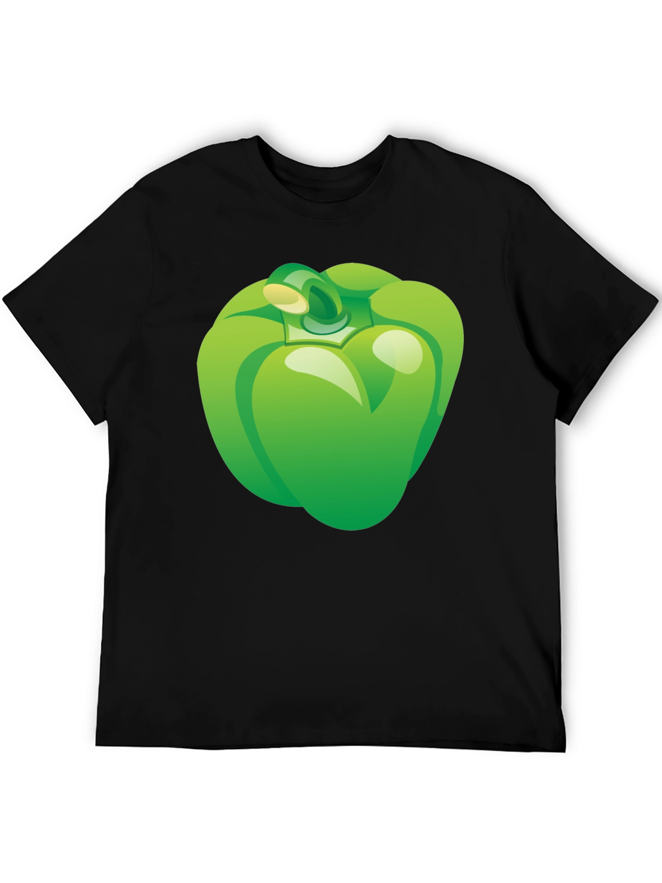 Green Pepper Graphic Tee - Casual Black T-Shirt