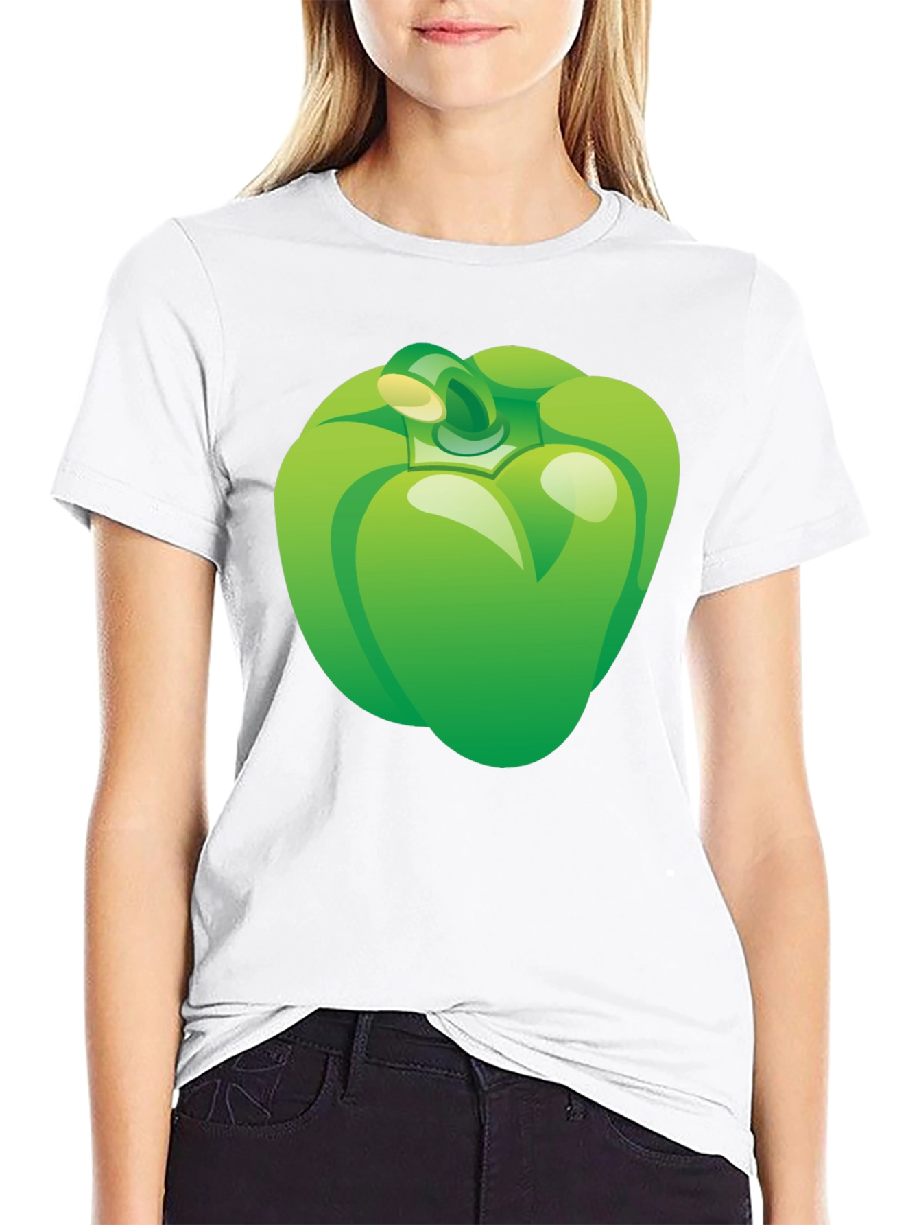 Green Pepper Graphic Tee - Casual Black T-Shirt