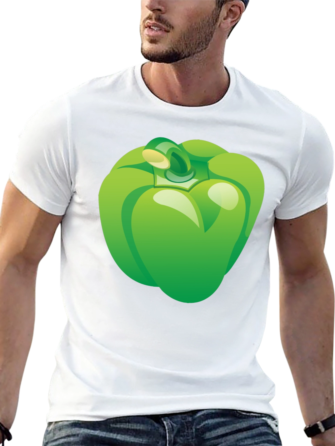 Green Pepper Graphic Tee - Casual Black T-Shirt