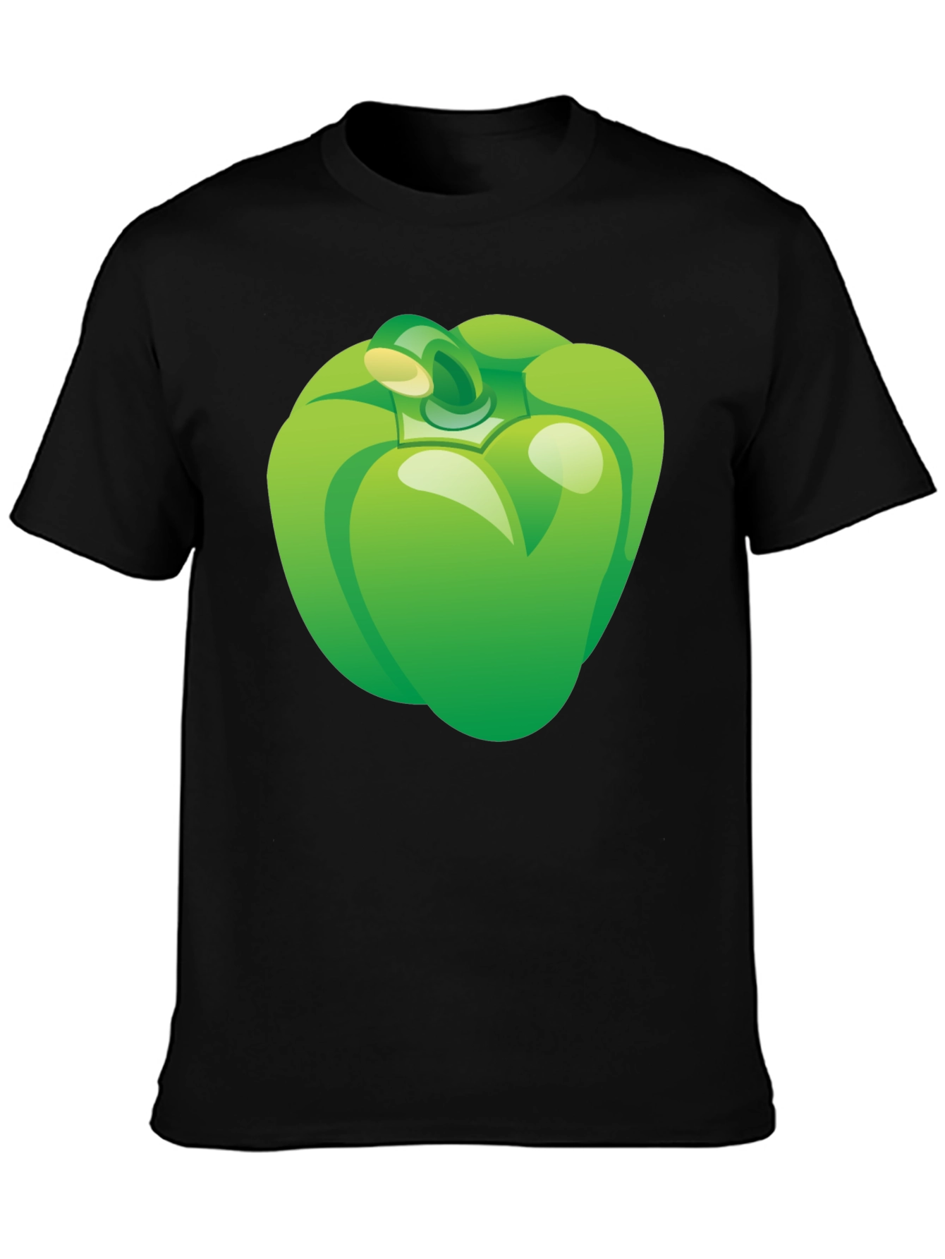 Green Pepper Graphic Tee - Casual Black T-Shirt