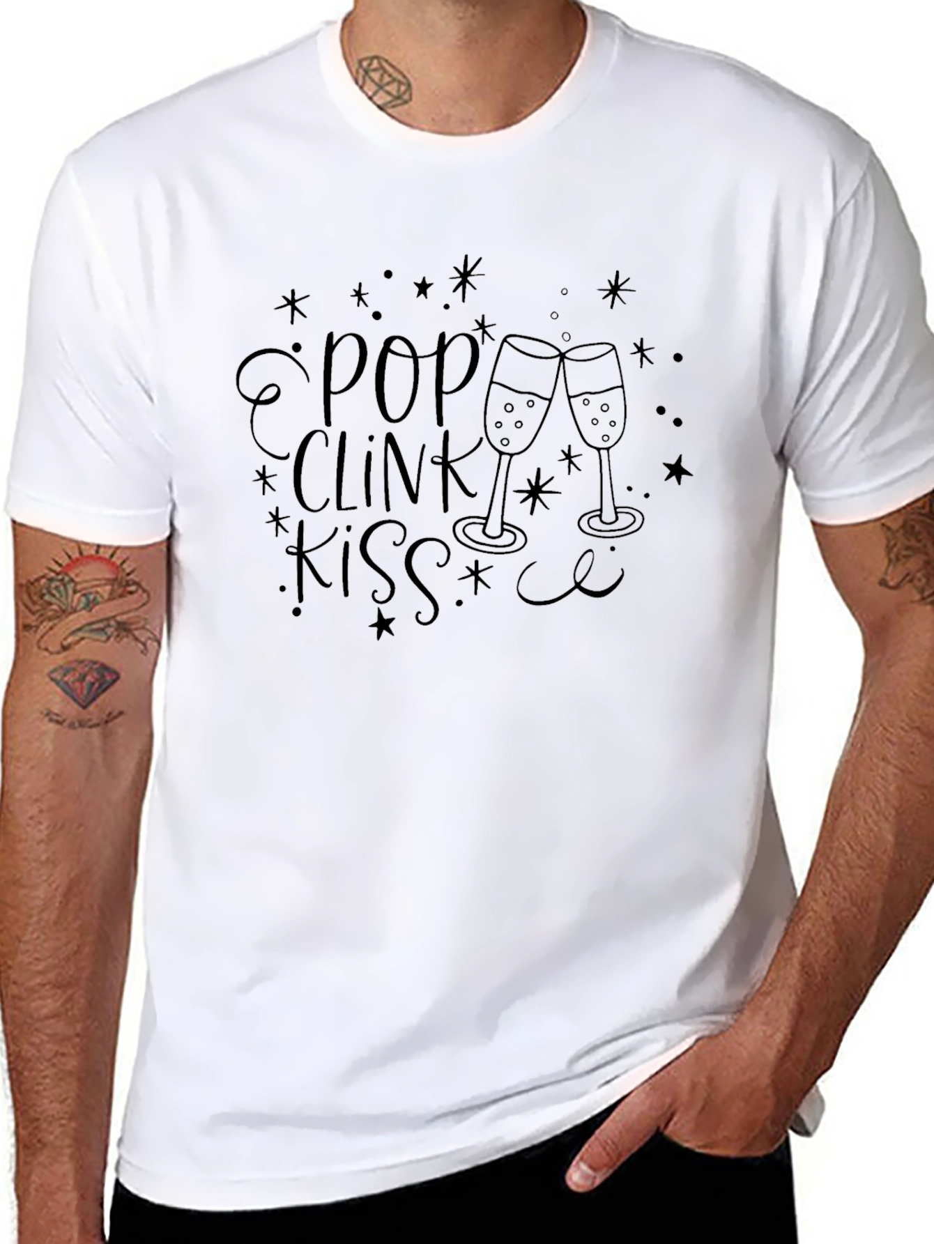 Pop Clink Kiss Graphic T-Shirt - Black