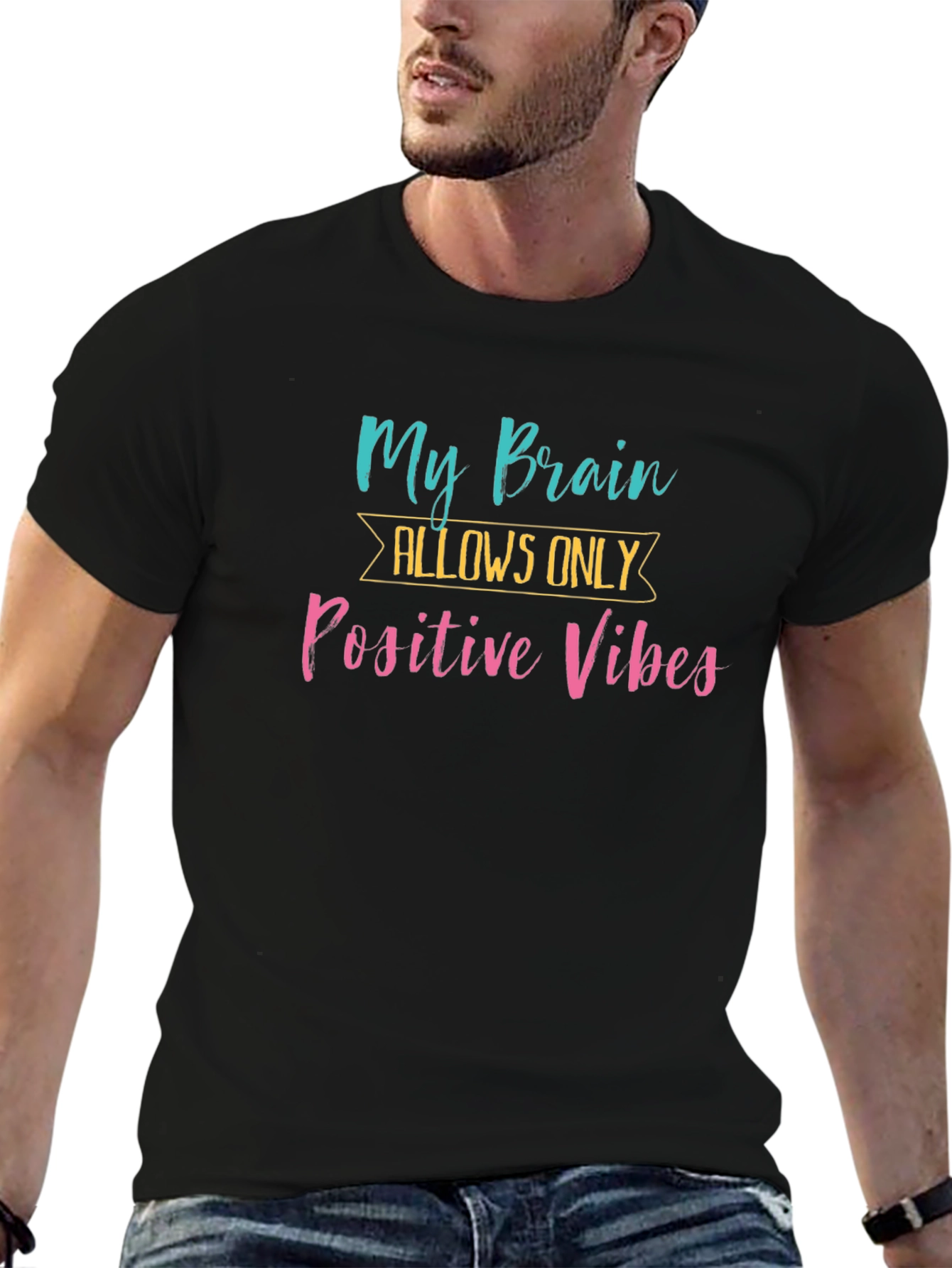 Positive Vibes Graphic Tee -  Black T-Shirt