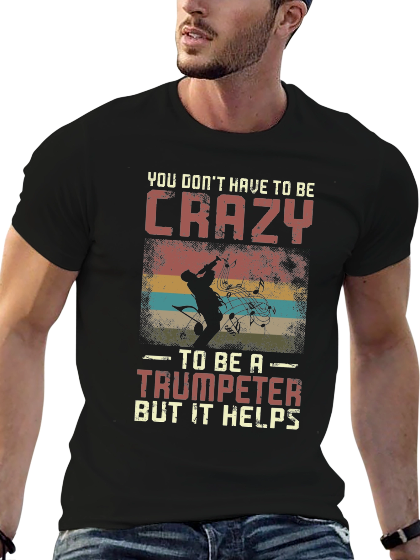 Crazy Trumpeter Graphic Tee - Musician Humor