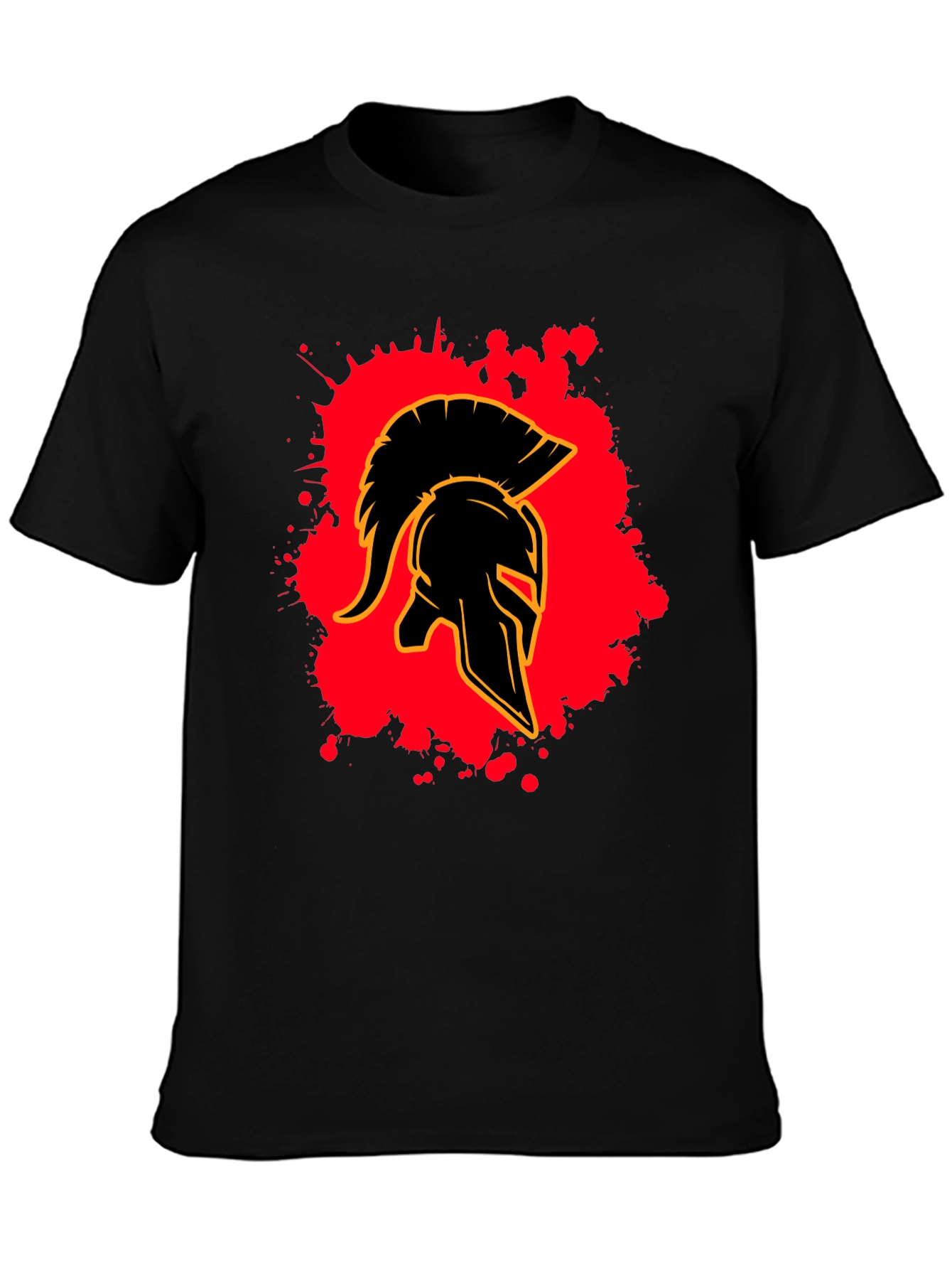 Spartan Helmet Graphic Tee - Black Cotton Blend